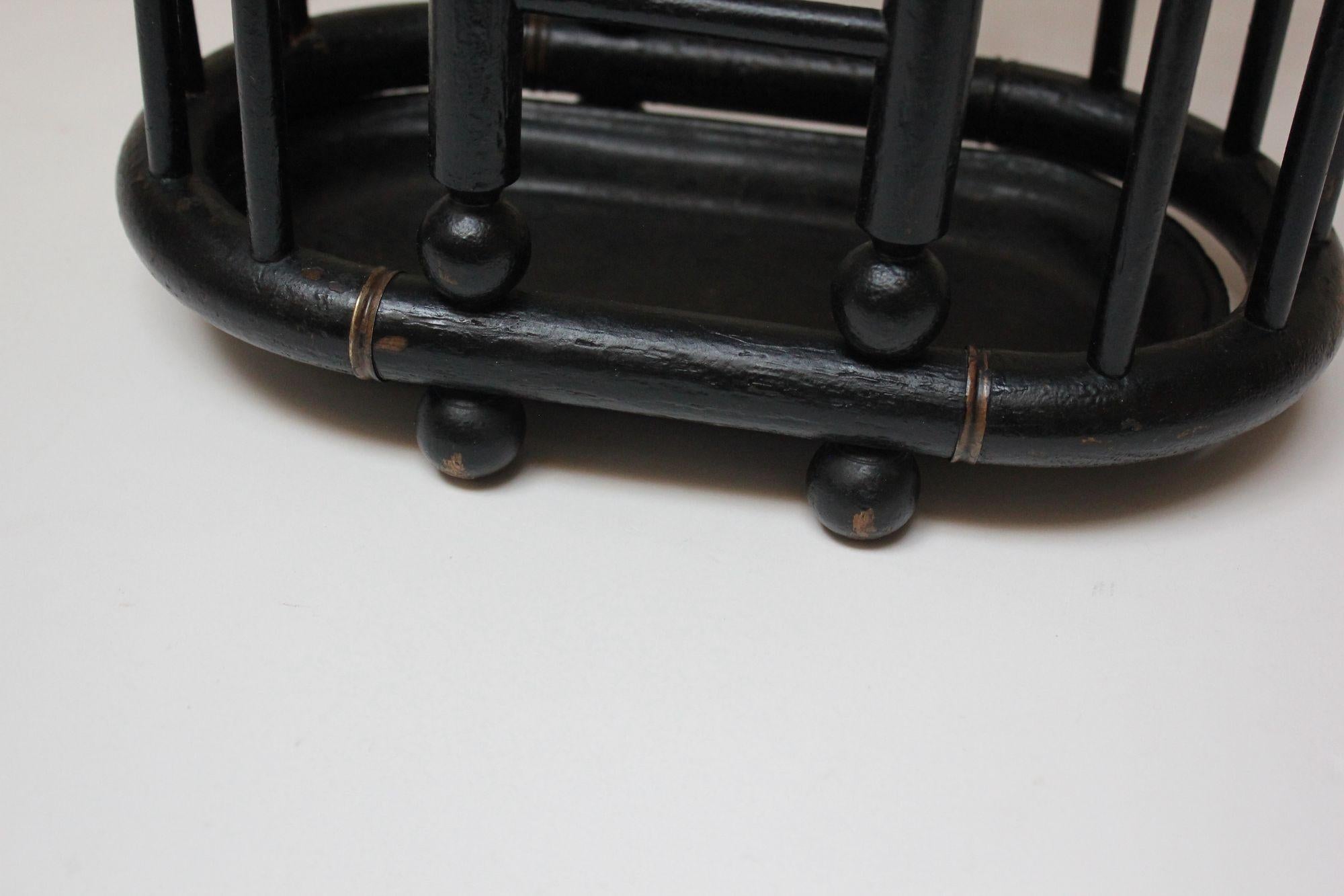 Arts and Crafts Stick and Ball Form Ebonized Umbrella Stand For Sale 9