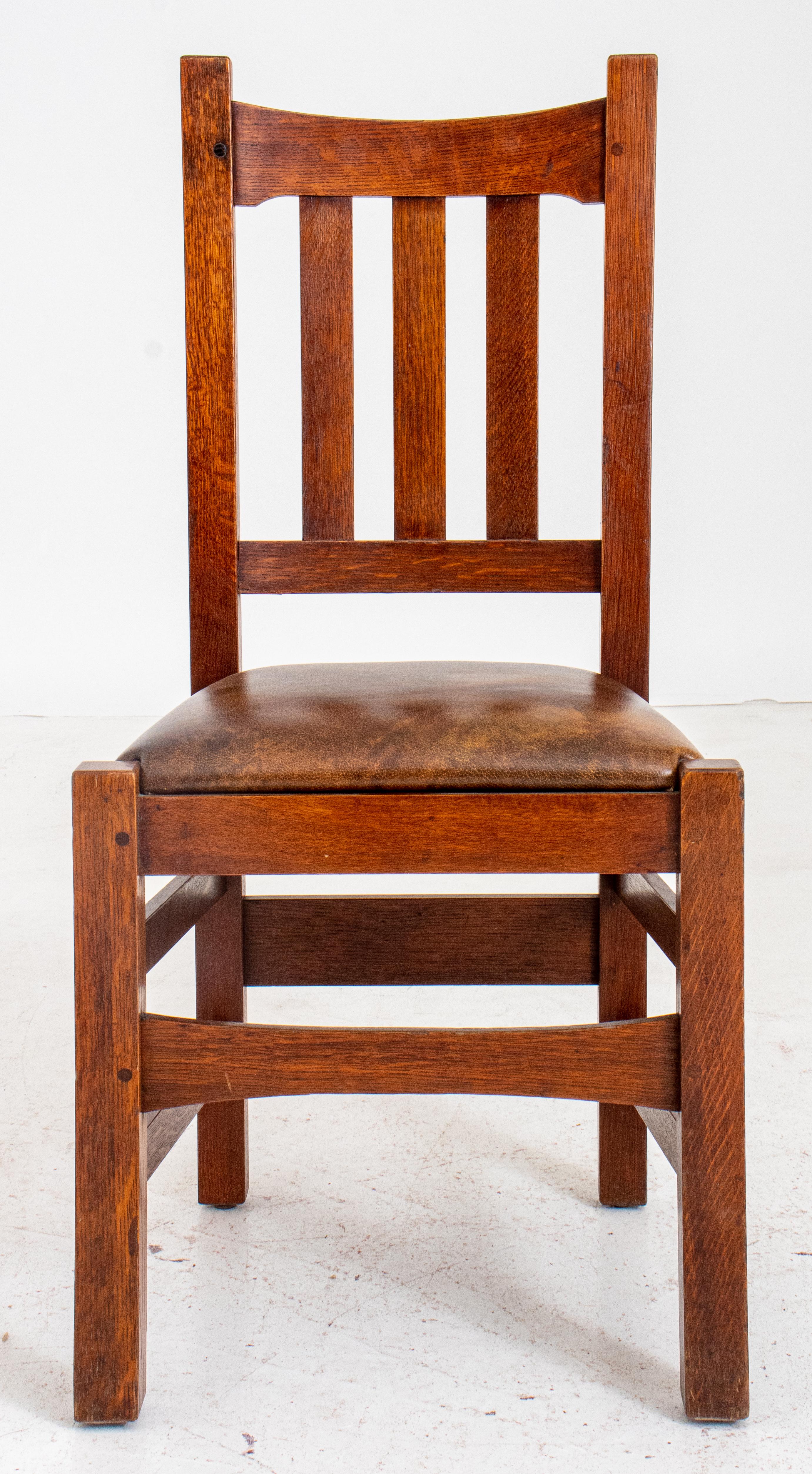 Arts and Crafts Arts & Crafts Stickley Style Oak Side Chair For Sale