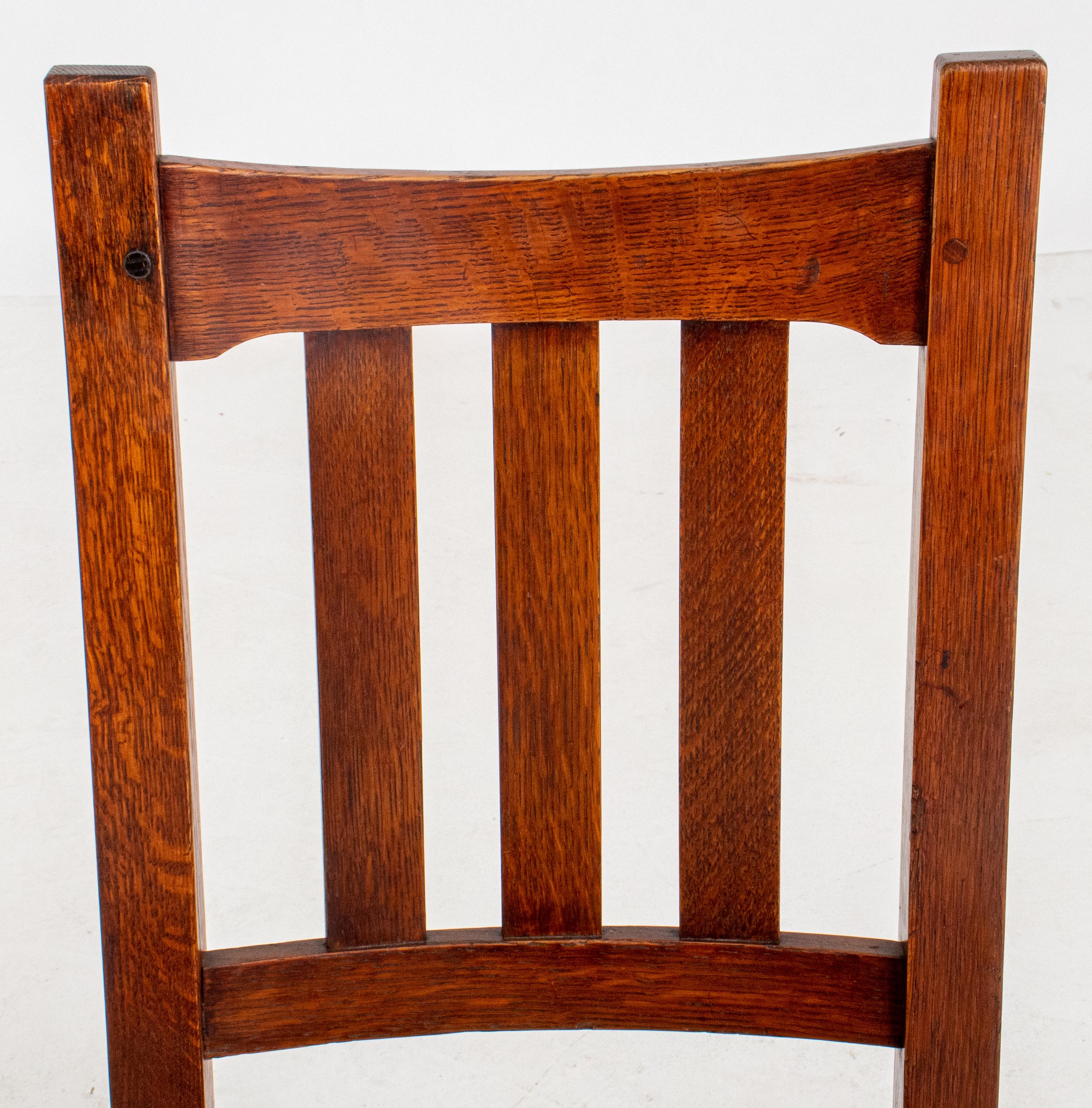 Arts & Crafts Stickley Style Oak Side Chair For Sale 1