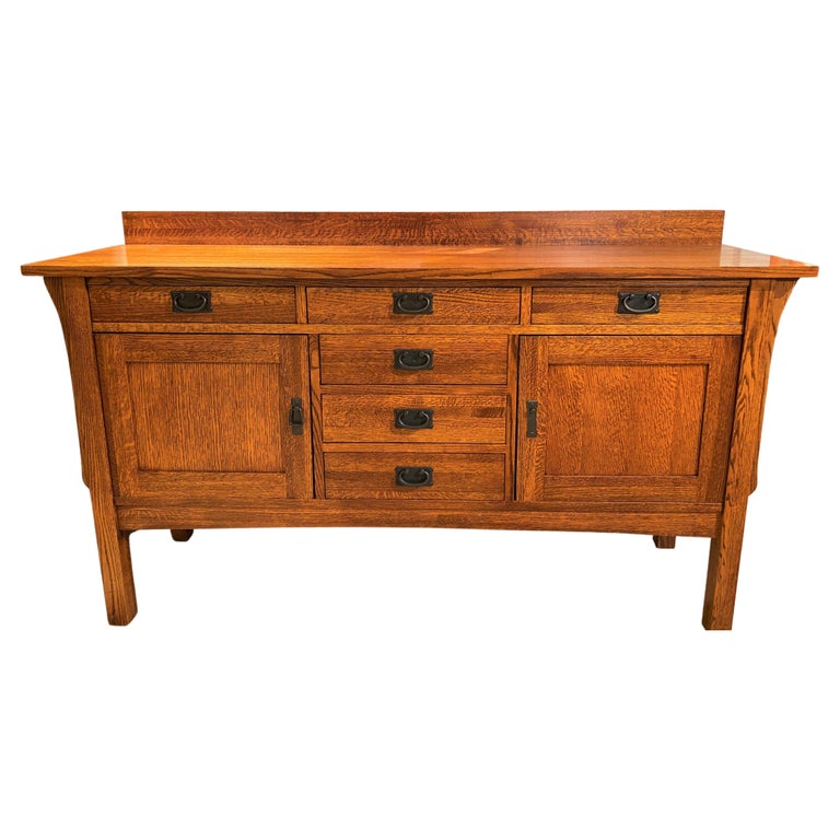 Arts and Crafts Stickley Style Quarter Sawn Oak Sideboard For Sale at