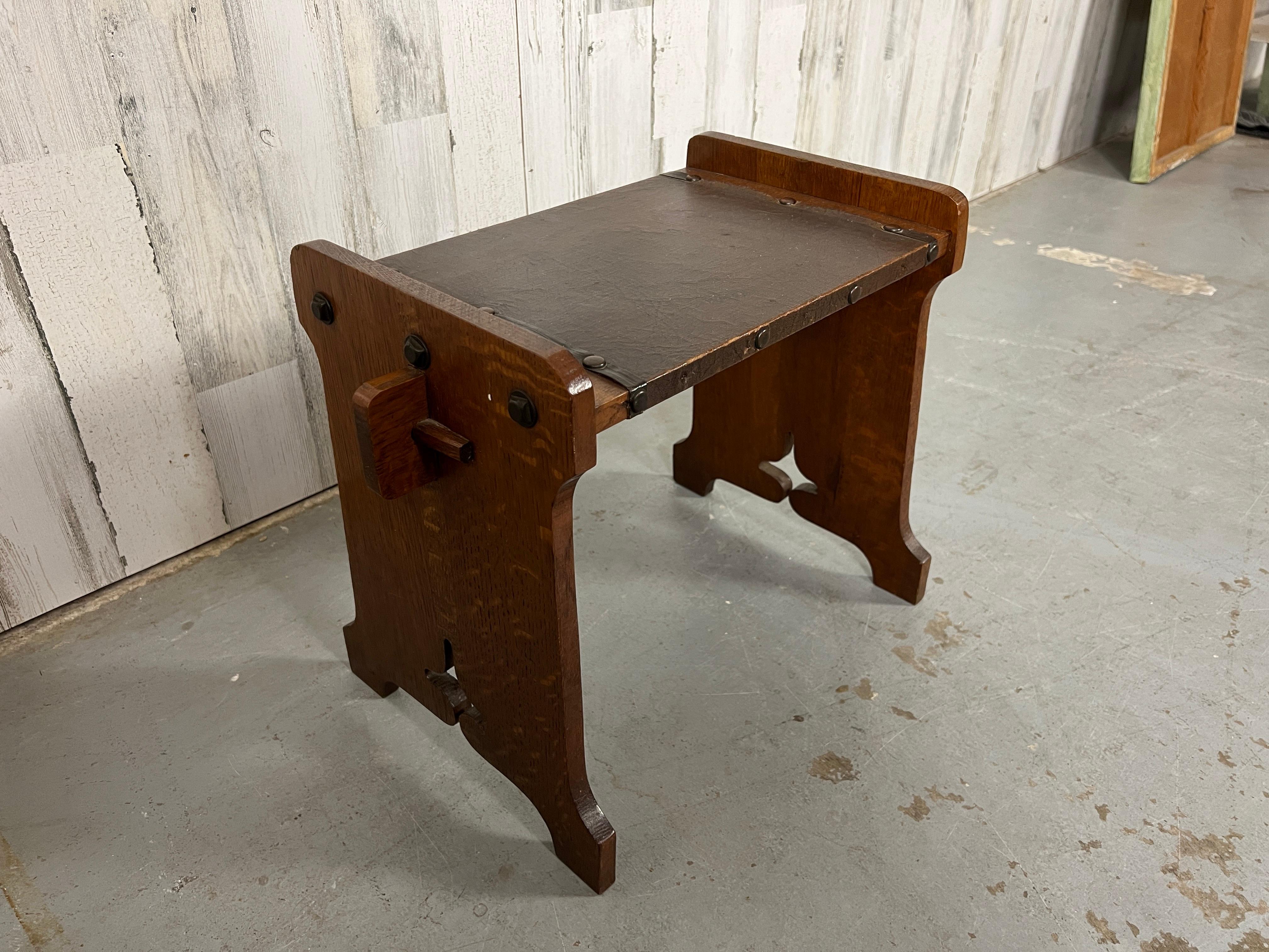 Oak Arts and Crafts Stool /Table  For Sale