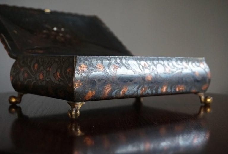 Arts and Crafts Style Copper Box with Acid Etched Leaf Motifs on Brass