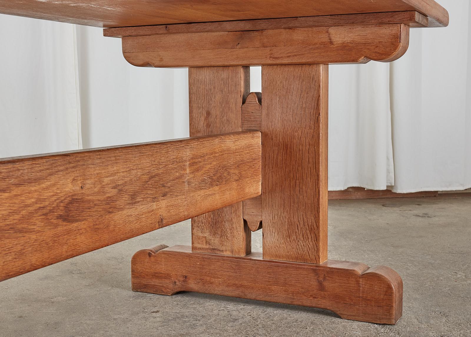 Arts & Crafts Style French Oak Farmhouse Trestle Dining Table 6