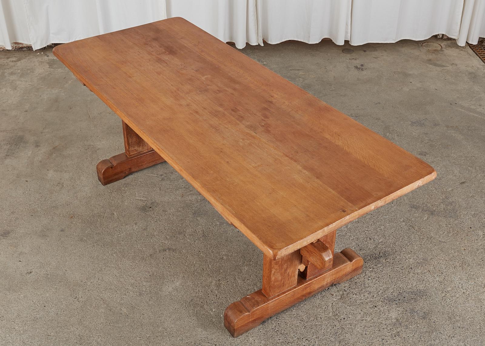 Arts & Crafts Style French Oak Farmhouse Trestle Dining Table 11