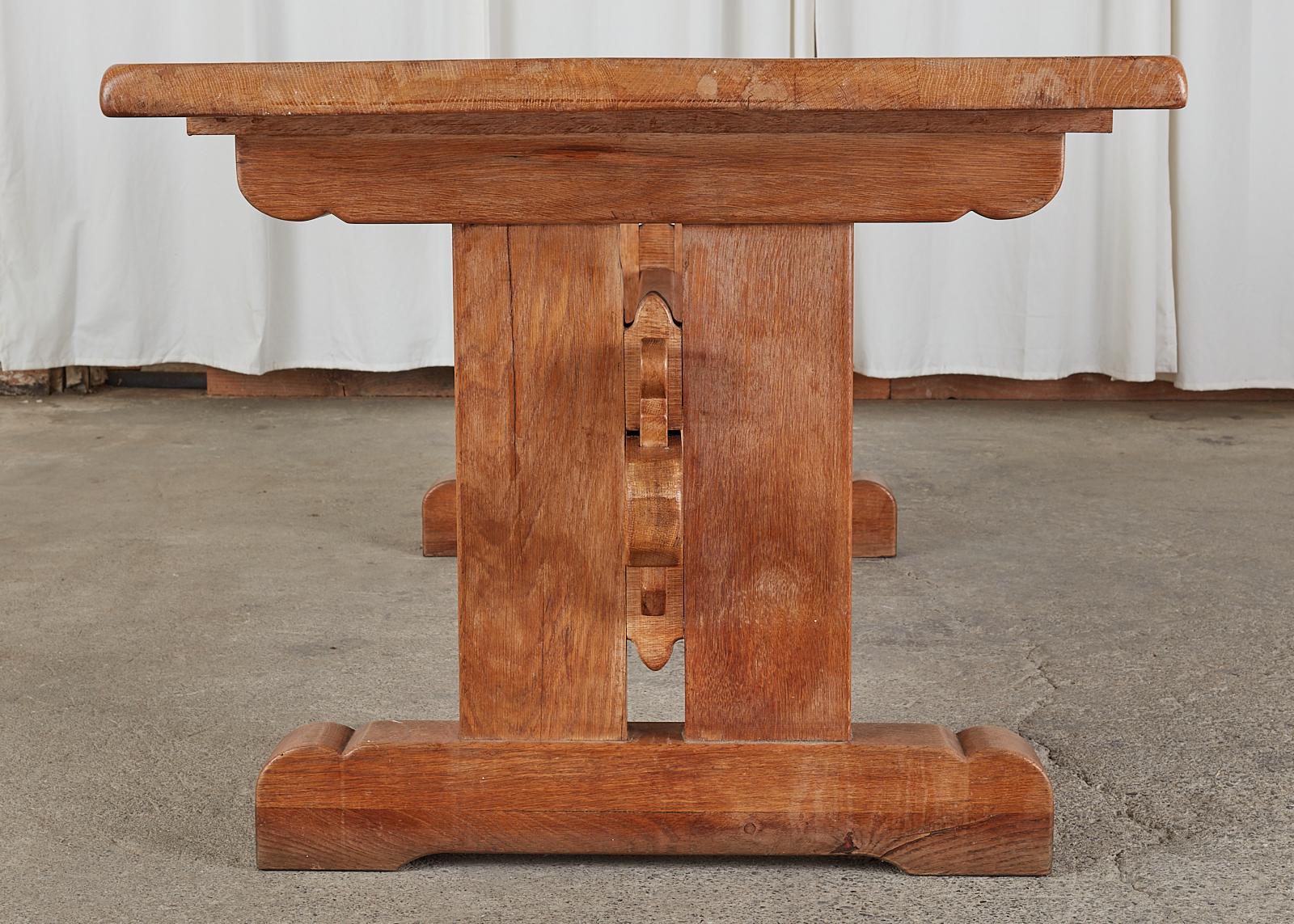 Hand-Crafted Arts & Crafts Style French Oak Farmhouse Trestle Dining Table