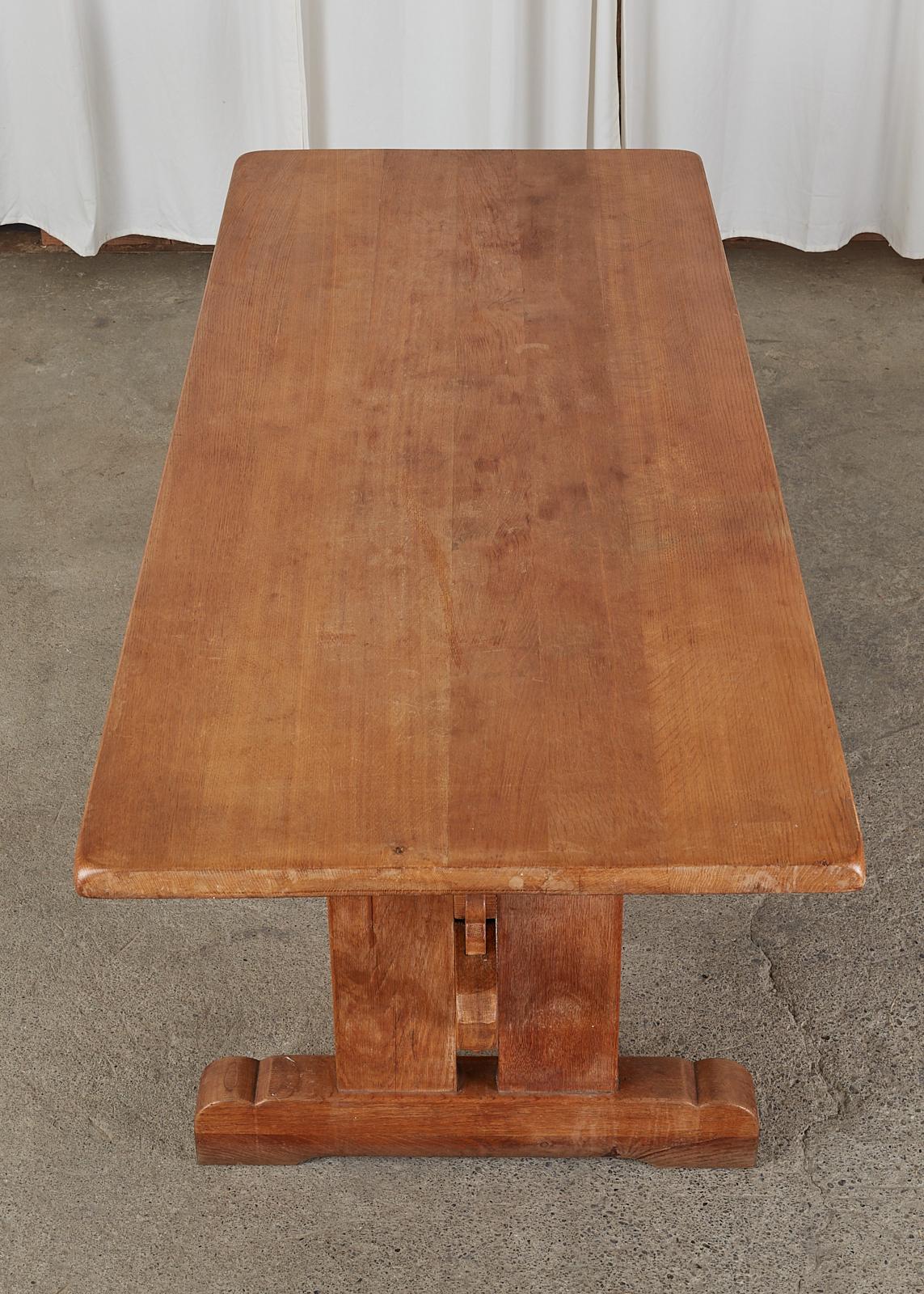 Arts & Crafts Style French Oak Farmhouse Trestle Dining Table 1