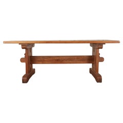 Arts & Crafts Style French Oak Farmhouse Trestle Dining Table