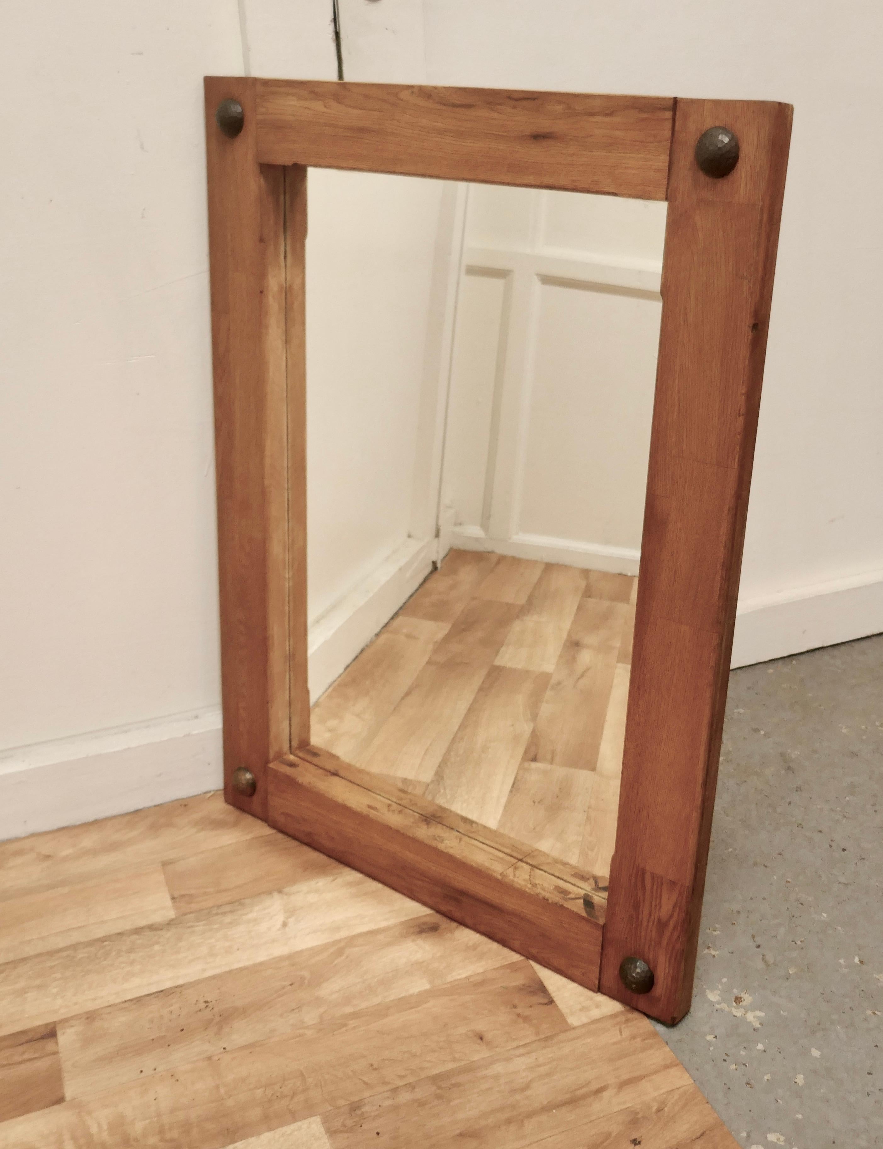 Arts & Crafts Style Golden Oak Wall Mirror  In Good Condition For Sale In Chillerton, Isle of Wight