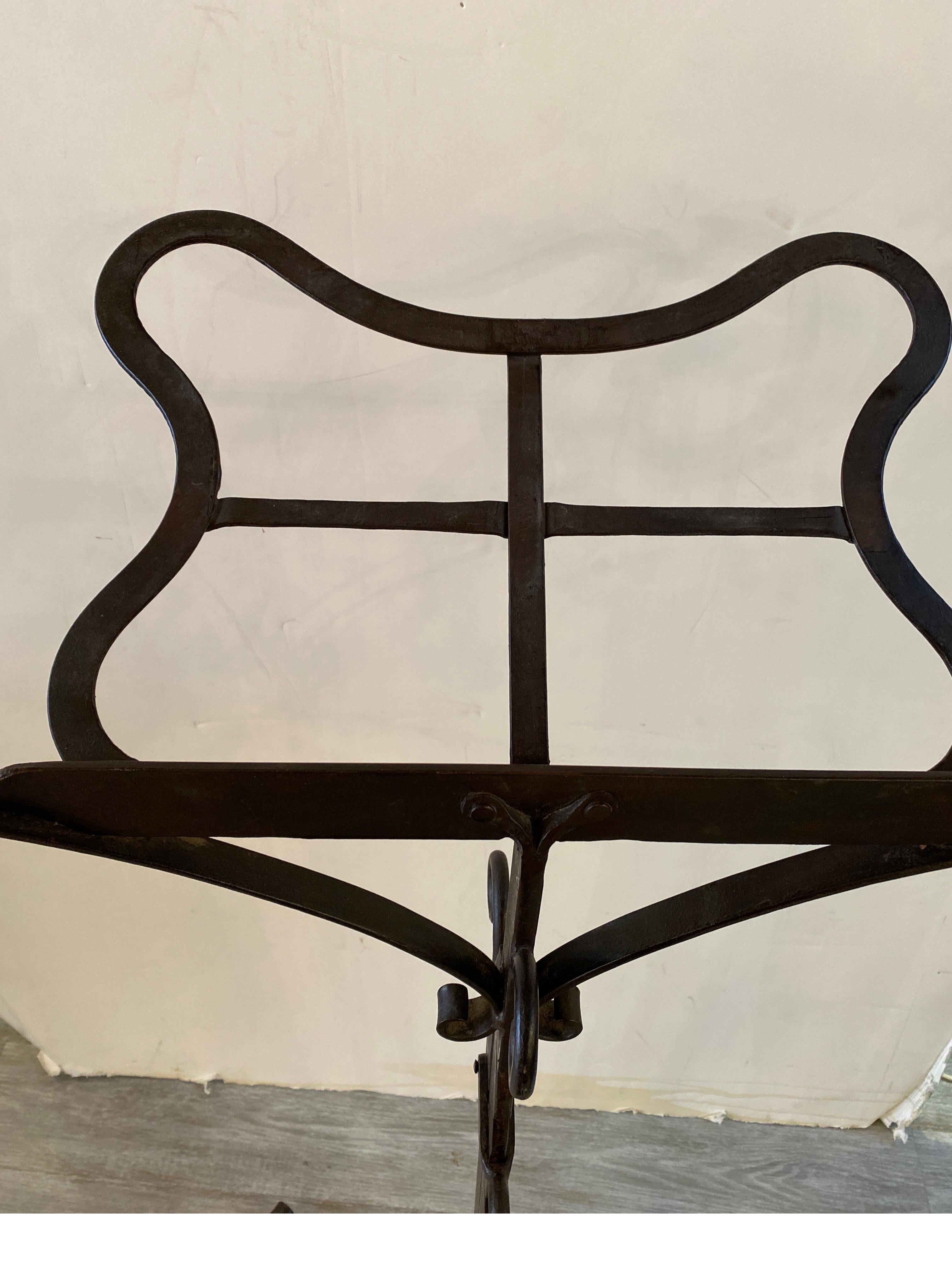 Arts and Crafts Style Hand Forged Wrought Iron Lectern Music Stand  In Excellent Condition For Sale In Lambertville, NJ