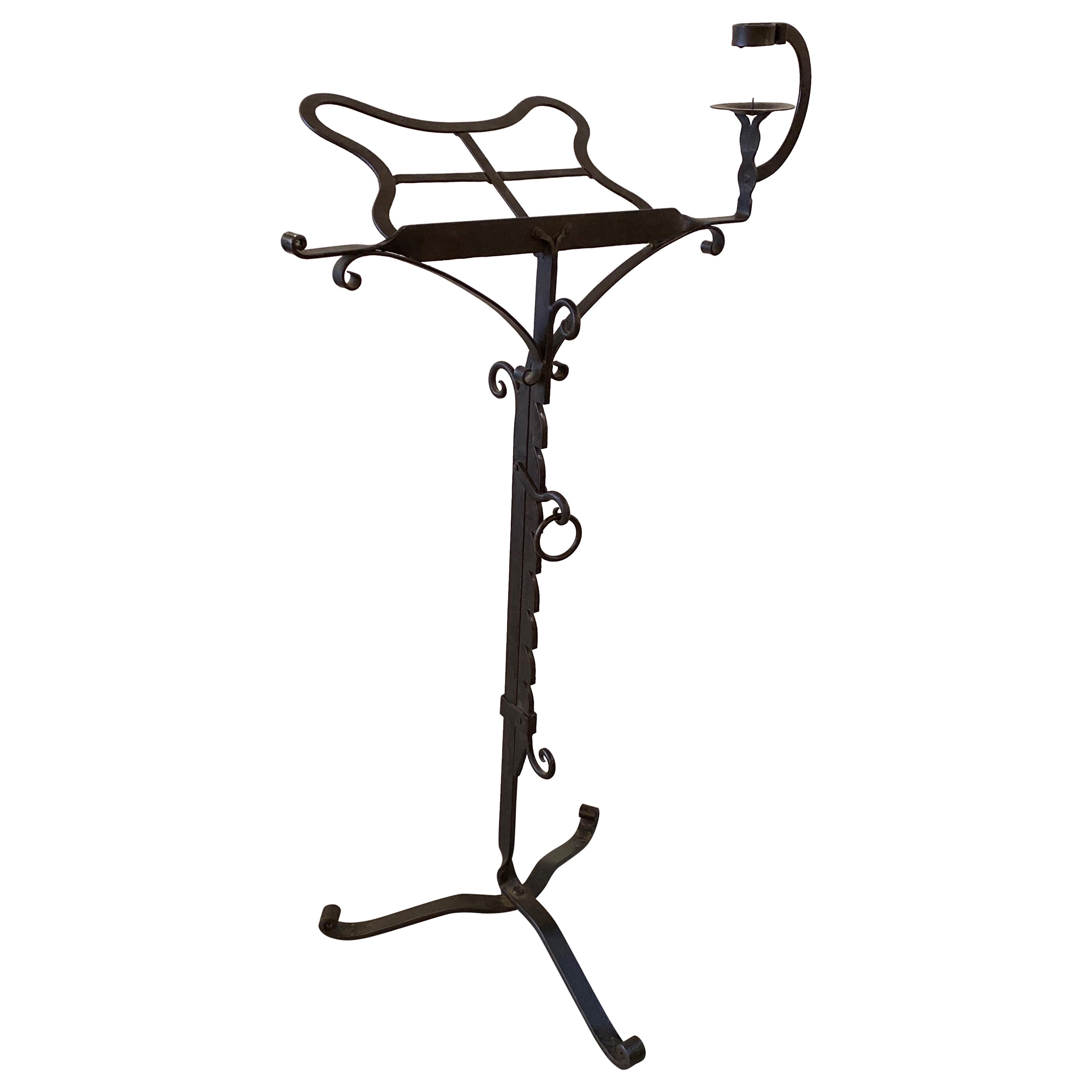 Arts and Crafts Style Hand Forged Wrought Iron Lectern Music Stand