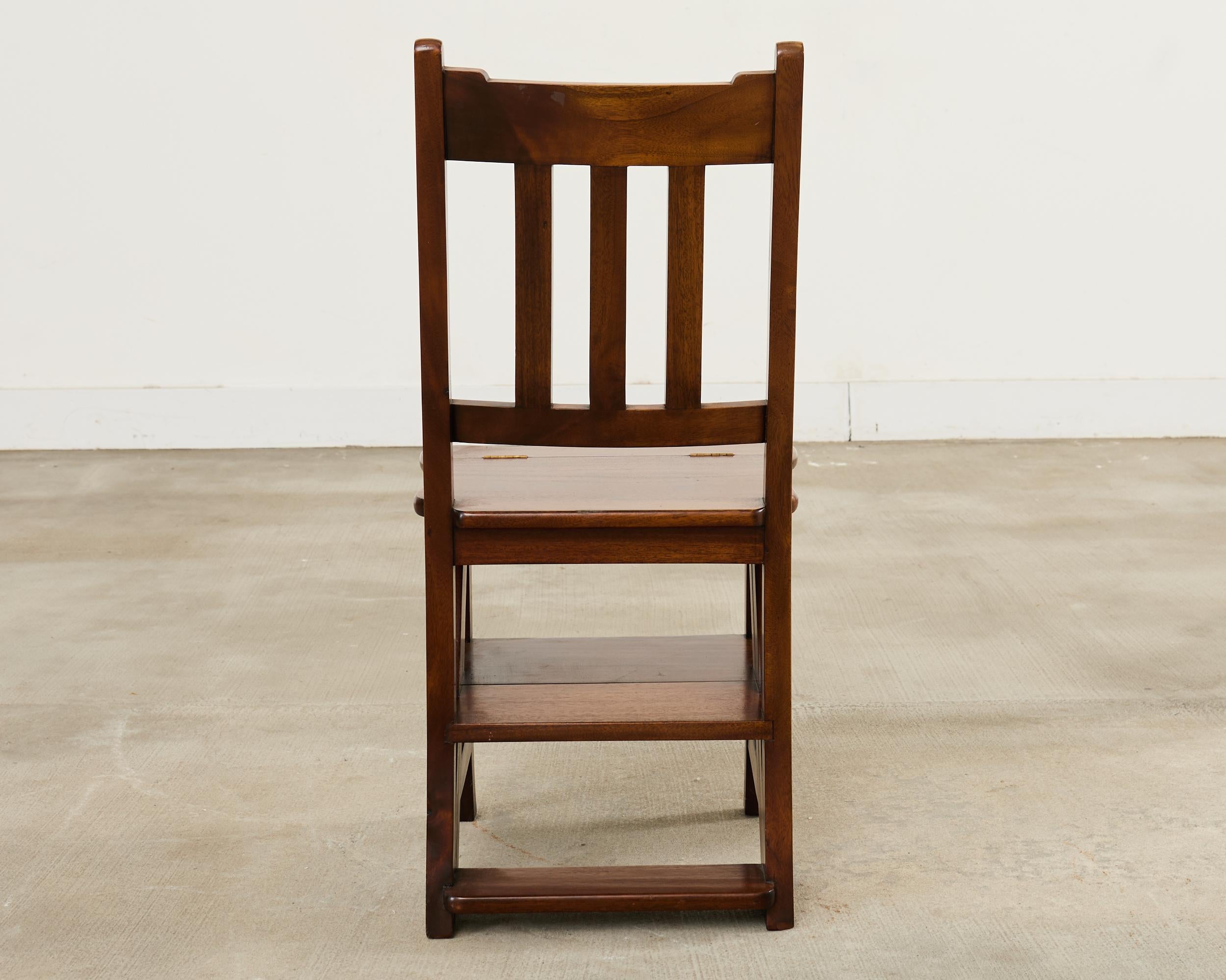 Arts and Crafts Style Mahogany Metamorphic Library Chair For Sale 5