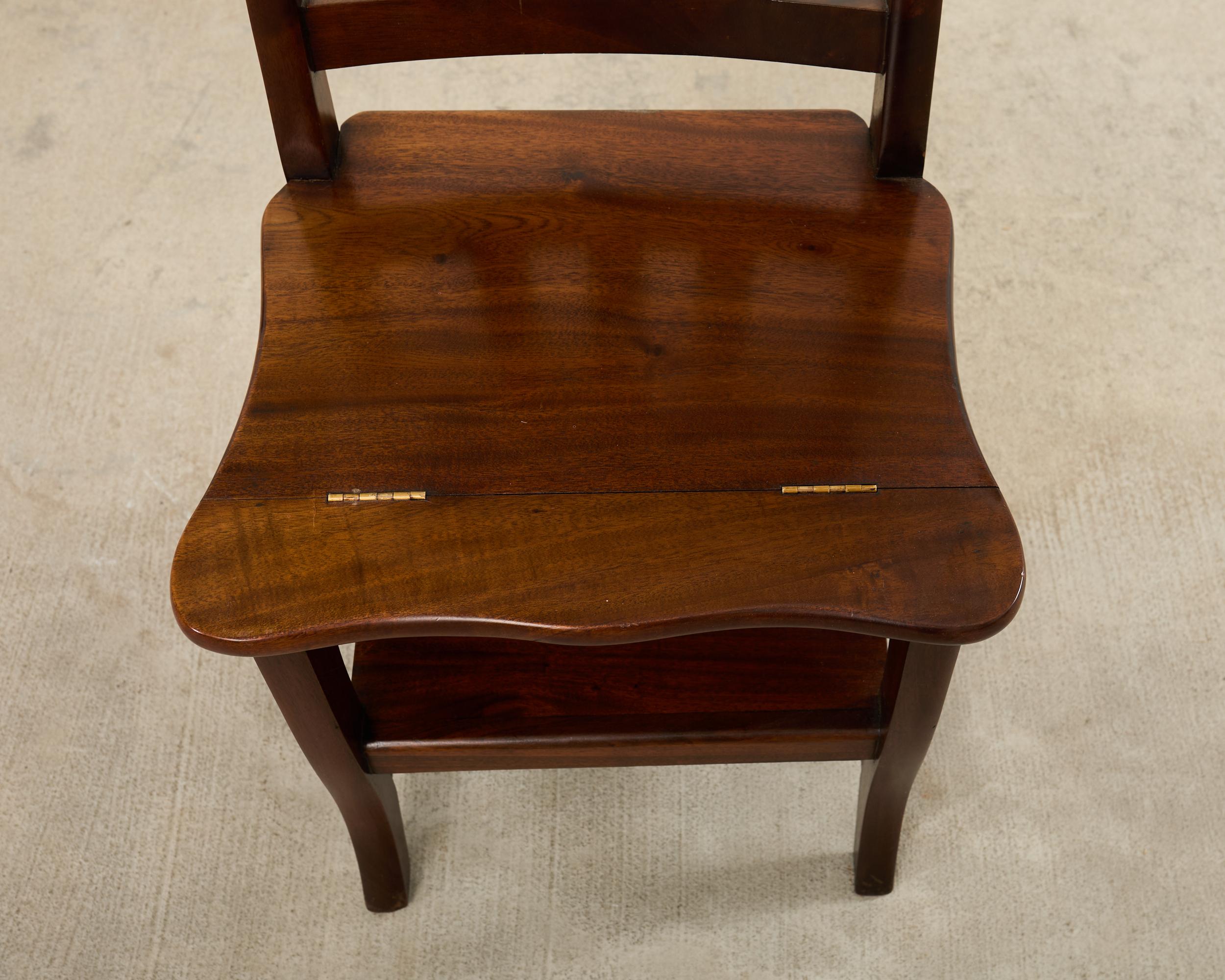 Hand-Crafted Arts and Crafts Style Mahogany Metamorphic Library Chair For Sale