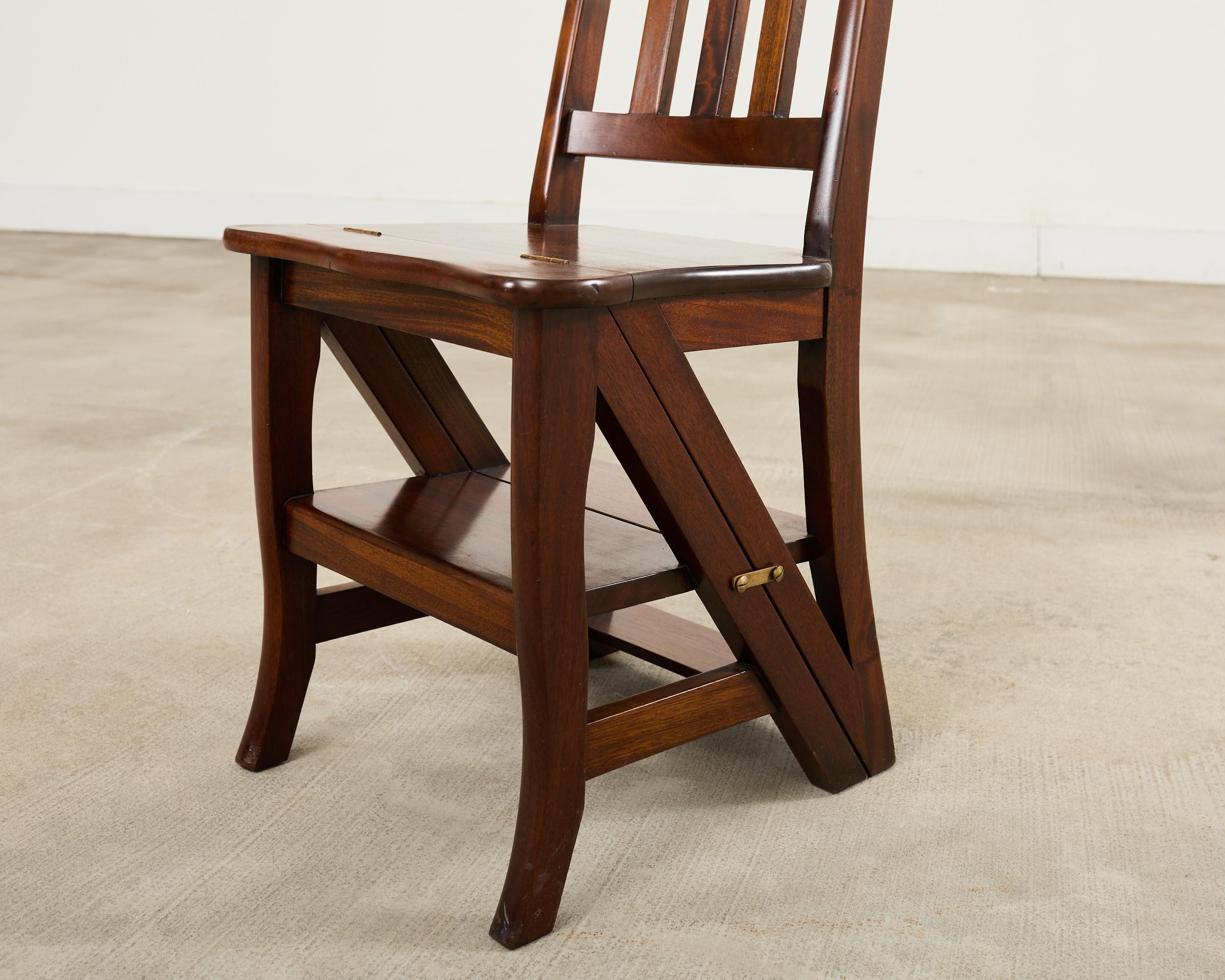 20th Century Arts and Crafts Style Mahogany Metamorphic Library Chair For Sale