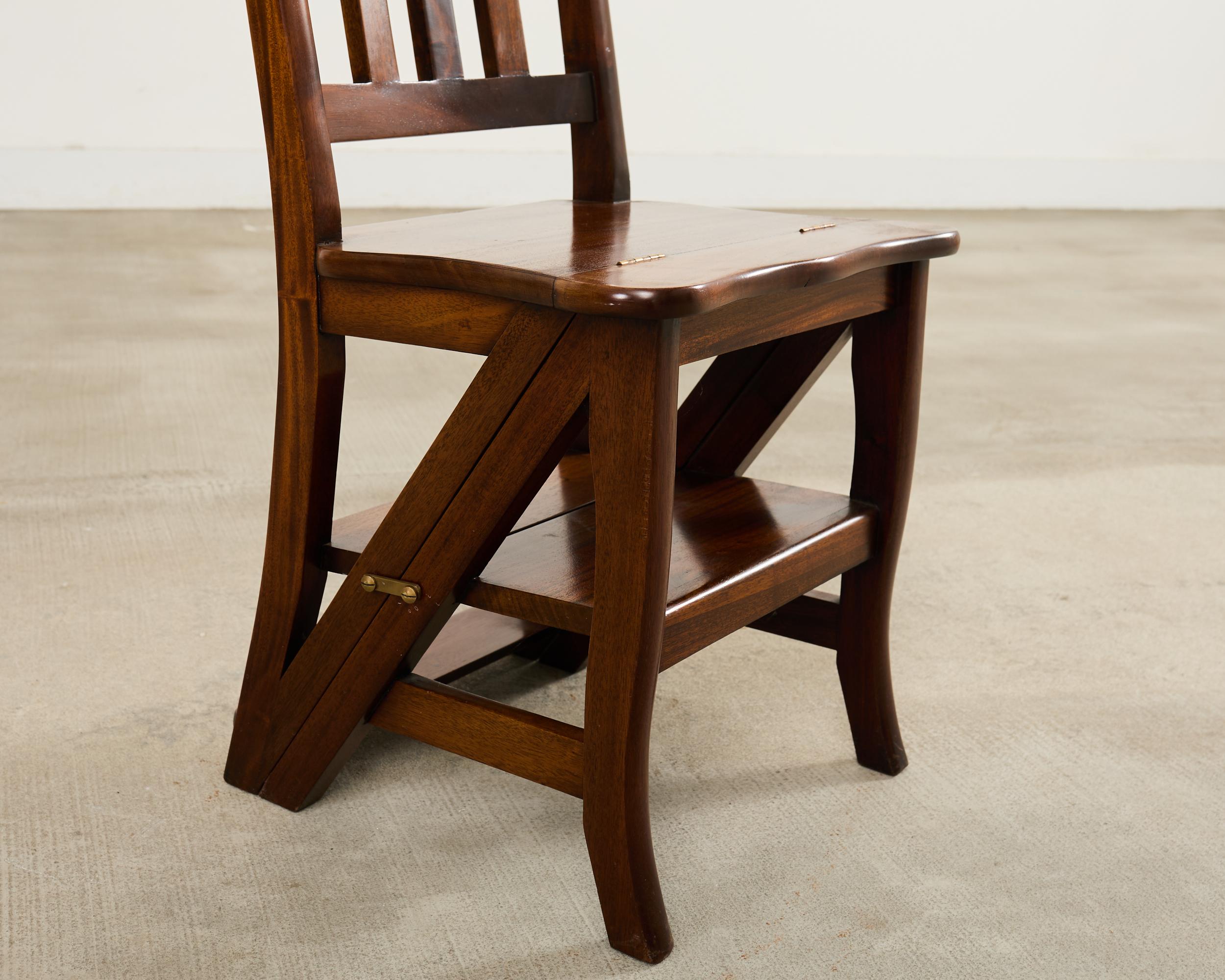 Arts and Crafts Style Mahogany Metamorphic Library Chair For Sale 1