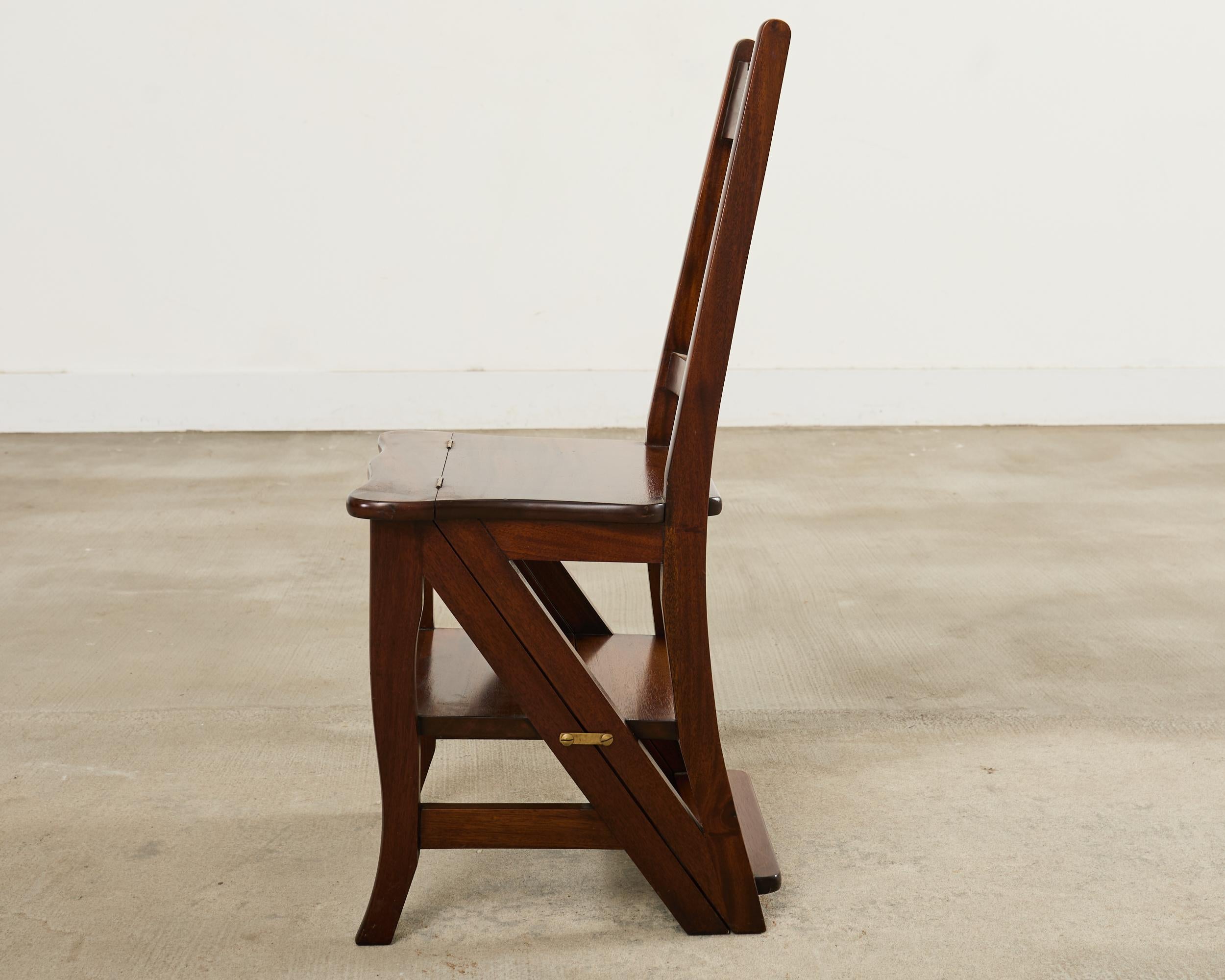 Arts and Crafts Style Mahogany Metamorphic Library Chair For Sale 2