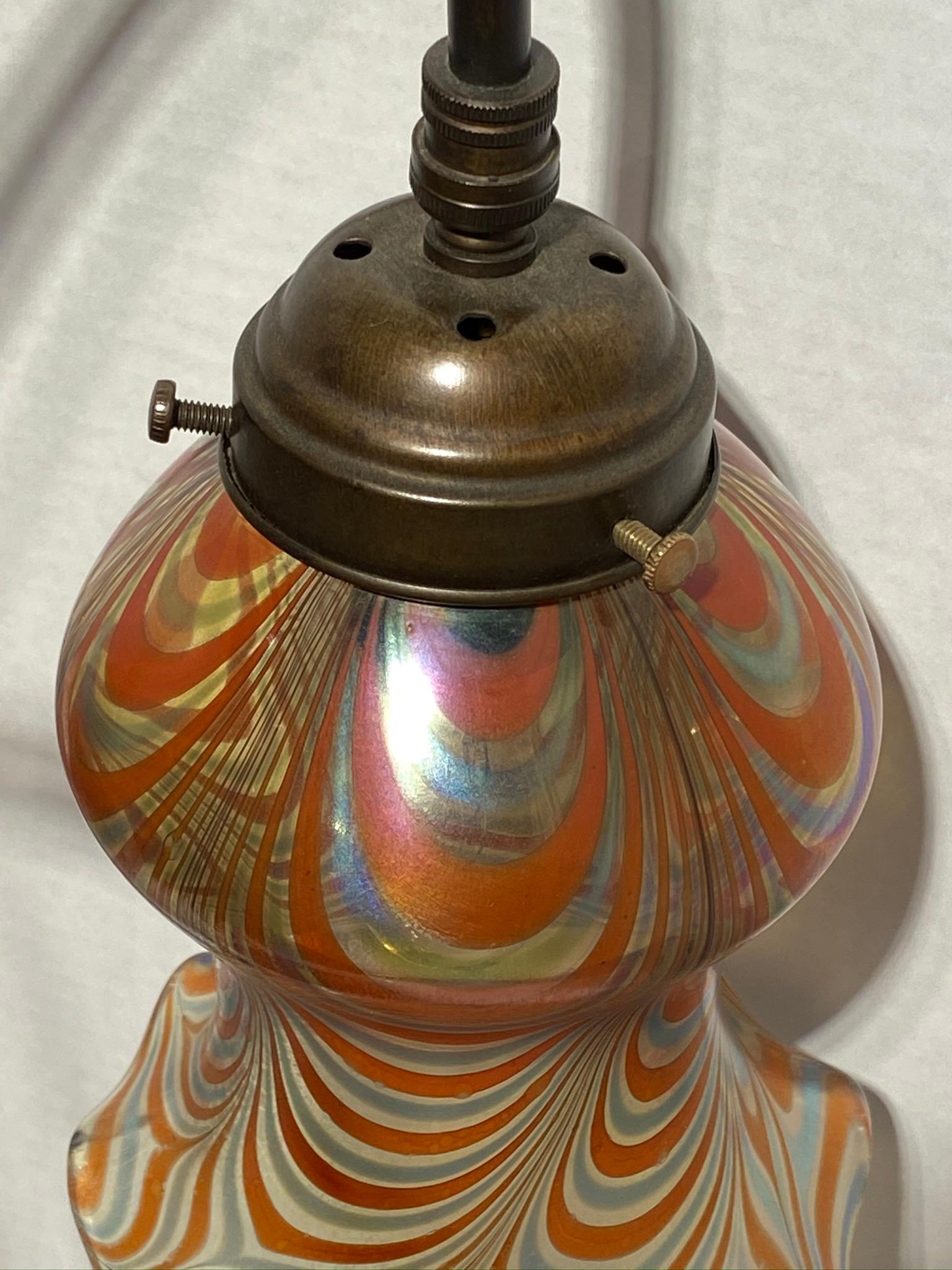 20th Century Arts & Crafts Style Metal and Blown Glass Table Lamp