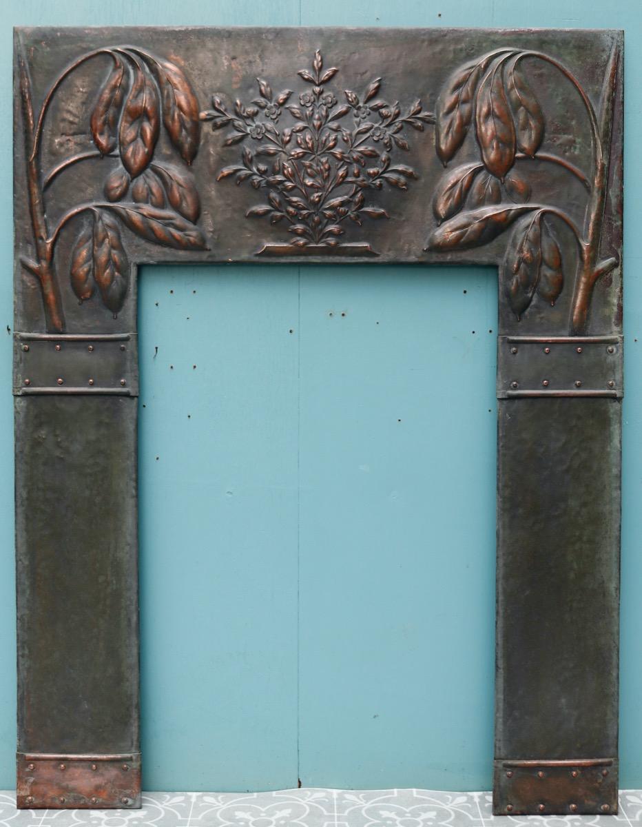 copper fireplace mantel