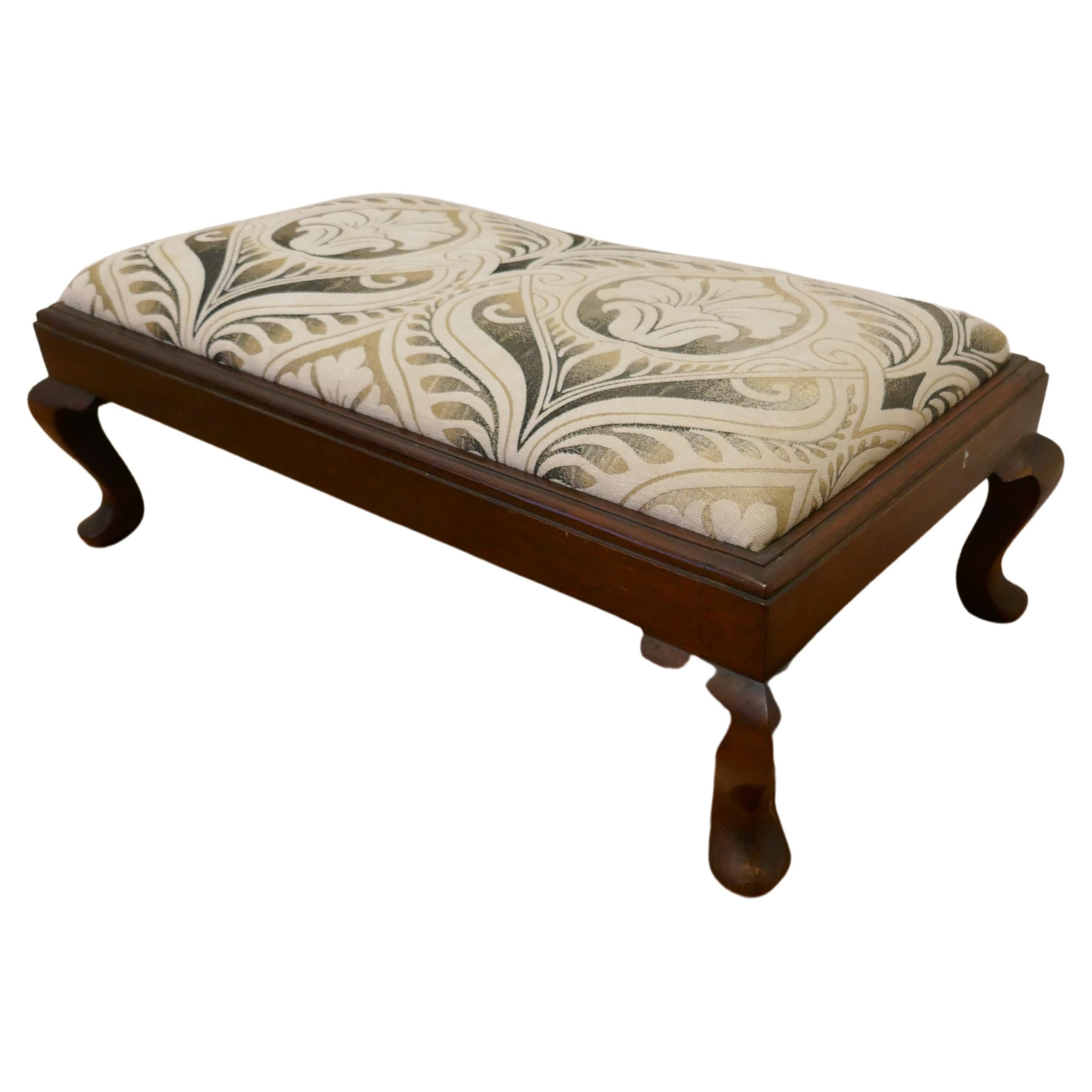 Arts and Crafts Style Upholstered Long Foot Stool   For Sale