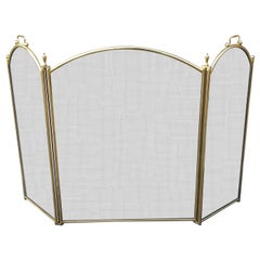Arts and Crafts Style Wire Mesh and Brass Trifold Fire screen Arts and Crafts Style Wire Mesh and Brass Trifold Fire screen
