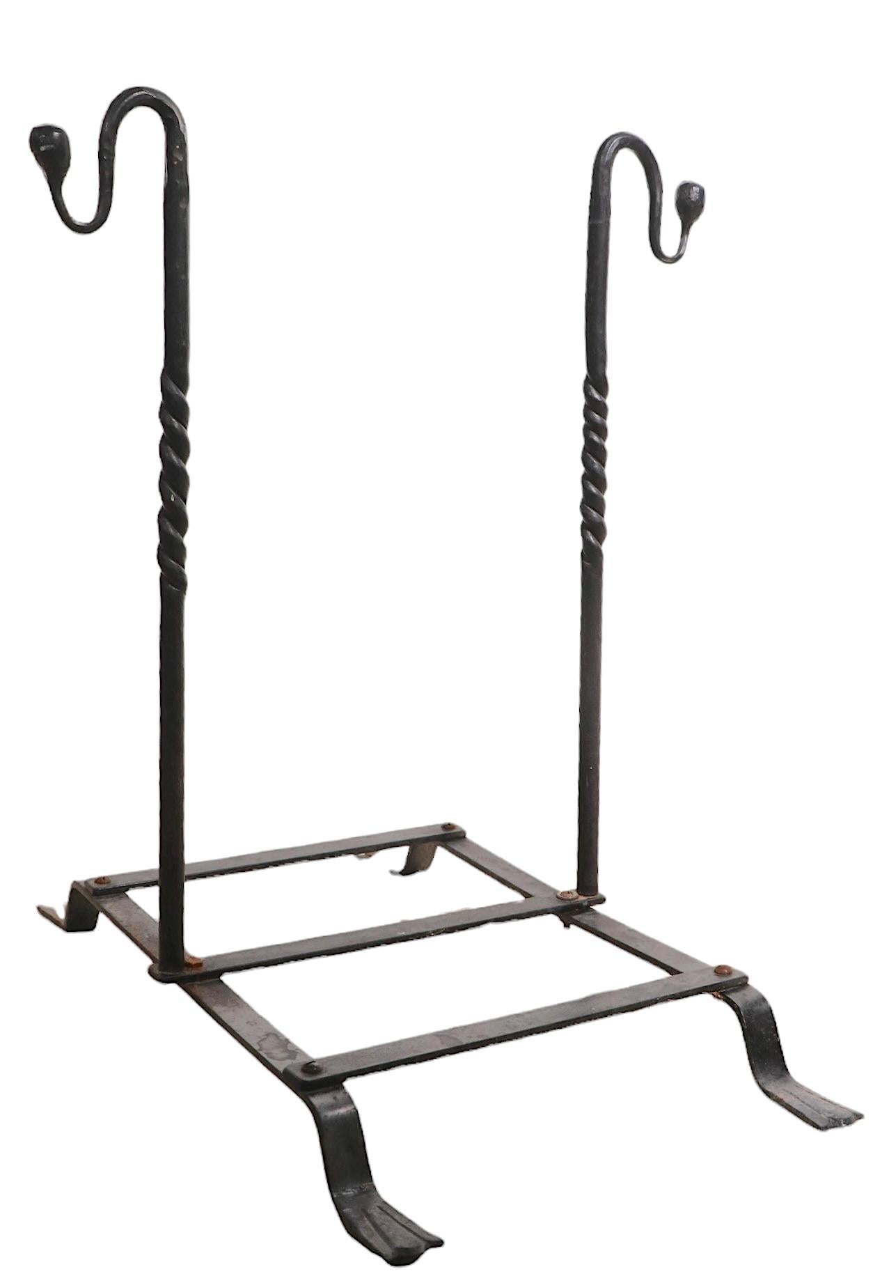 Arts & Crafts Style Wrought Iron Fireplace Log Holder  In Good Condition For Sale In New York, NY