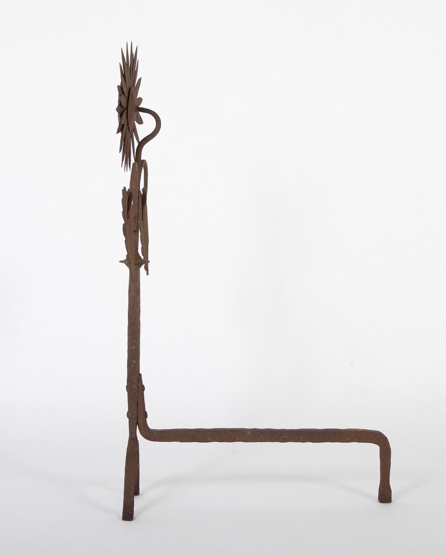 Arts And Crafts Sunflower Form Andirons 3