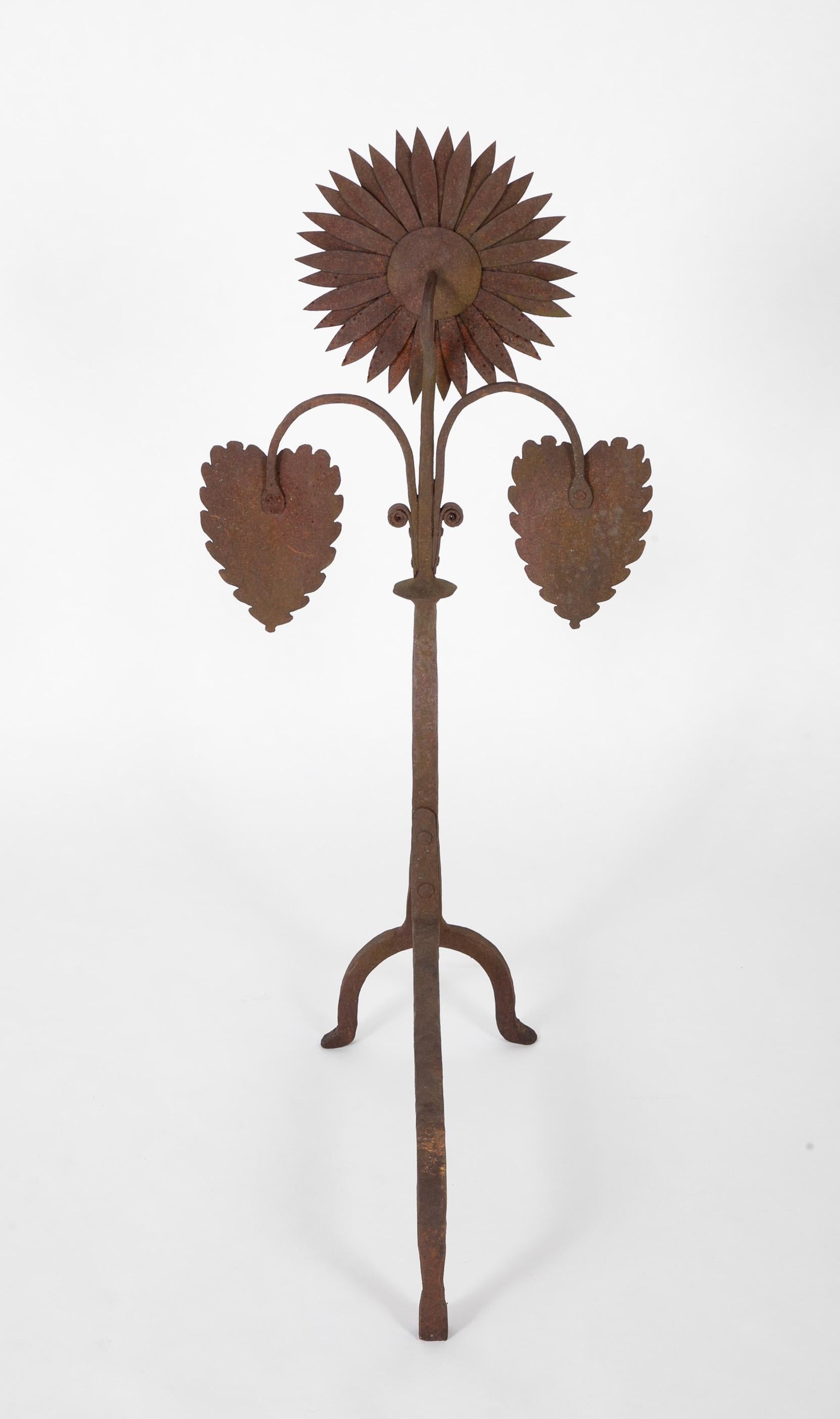 Arts And Crafts Sunflower Form Andirons 4
