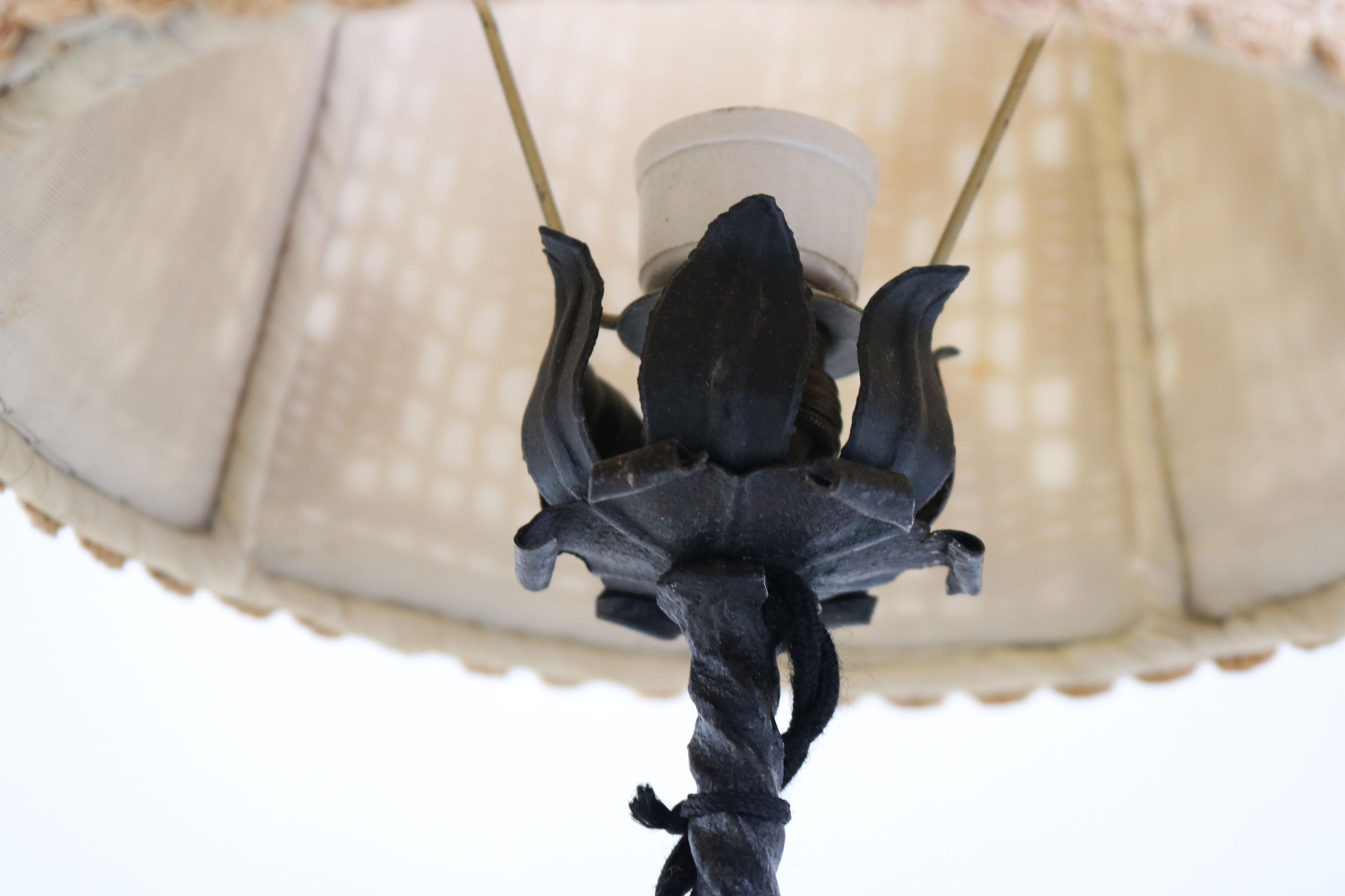 Bakelite Arts and Crafts Table Lamp Wrought iron by Umberto Bellotto 1910 Dragon Italian For Sale