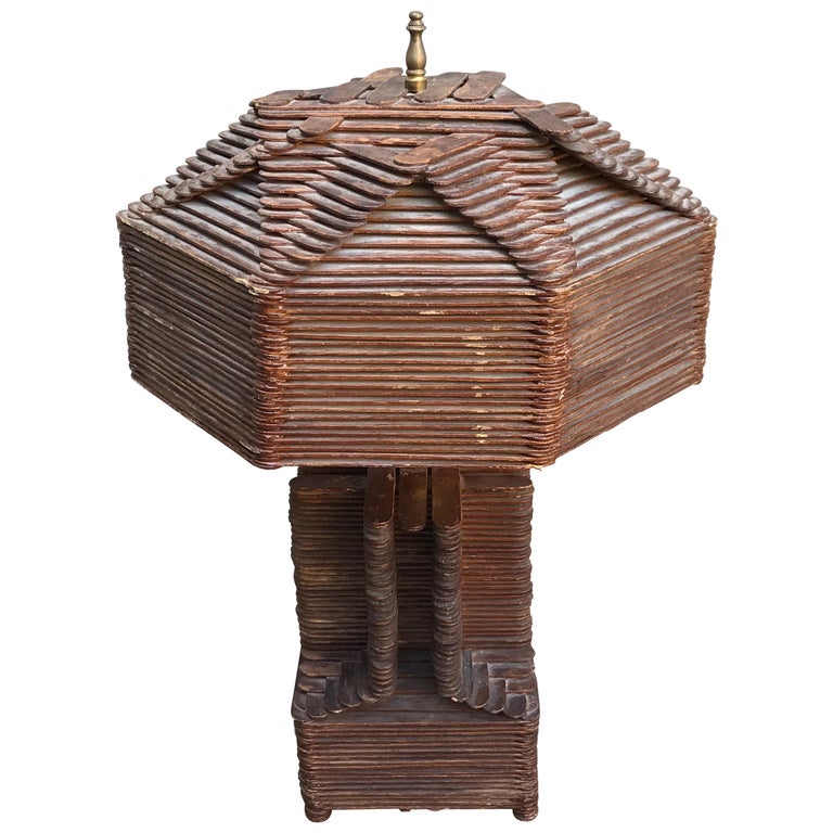 Arts And Crafts Trench Art Popsicle Stick Table Lamp Hand