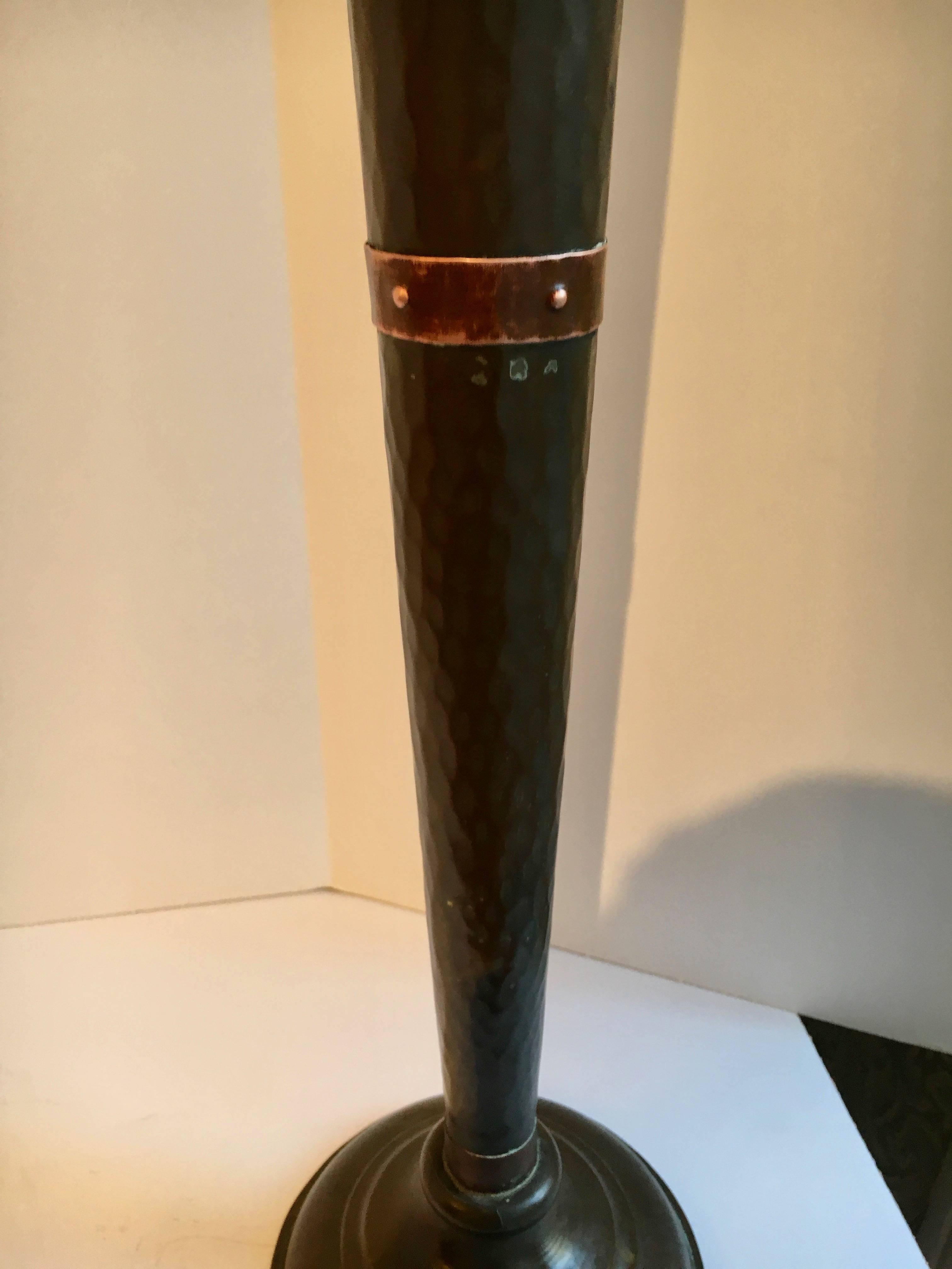 Arts and Crafts Trumpet Style Copper and Brass Vase In Excellent Condition In Los Angeles, CA