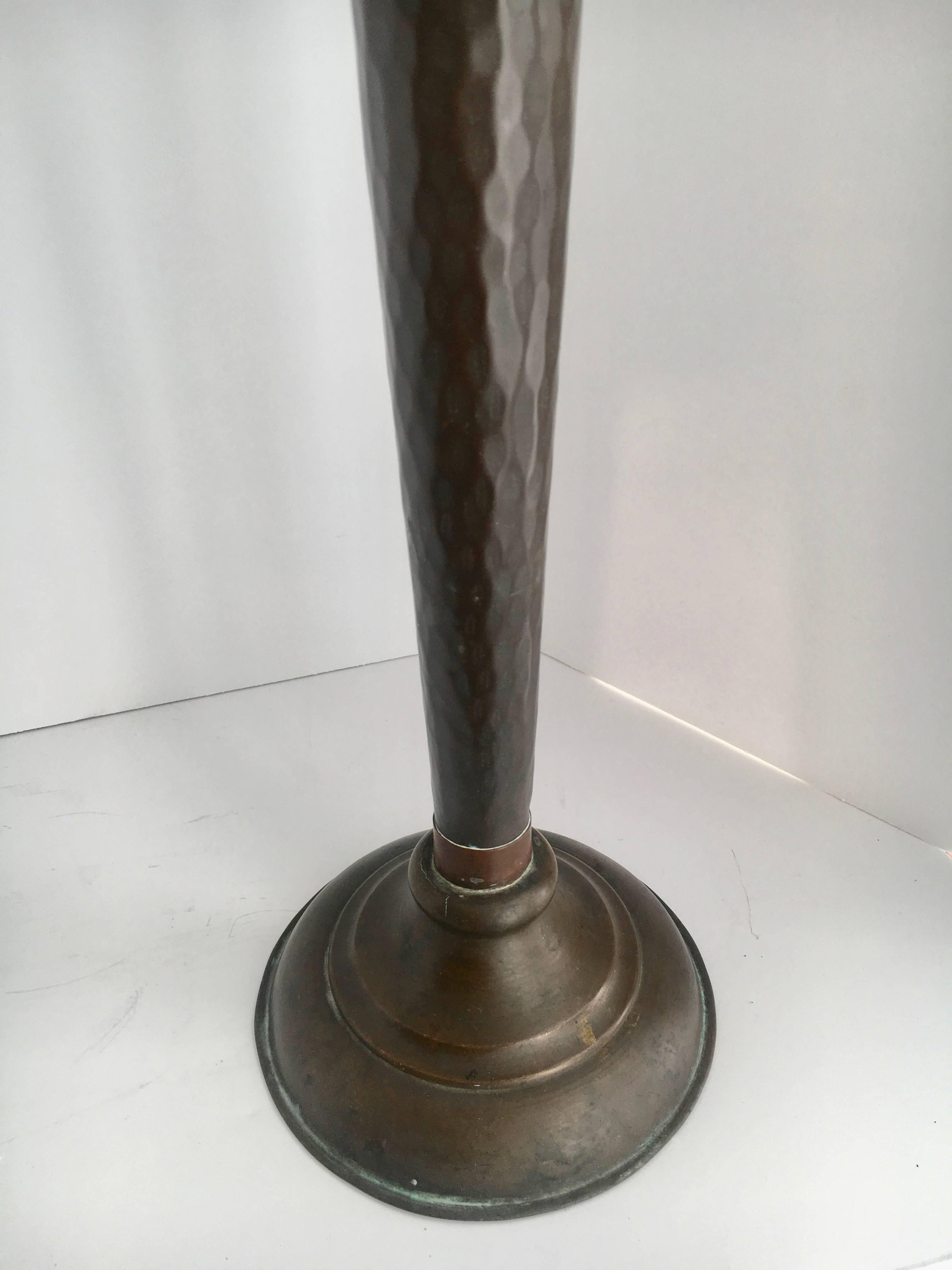 Arts and Crafts Trumpet Style Copper and Brass Vase 1
