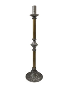 Arts and Crafts Two Tone Aluminum and Brass Art Deco Floor Standing Candelabra