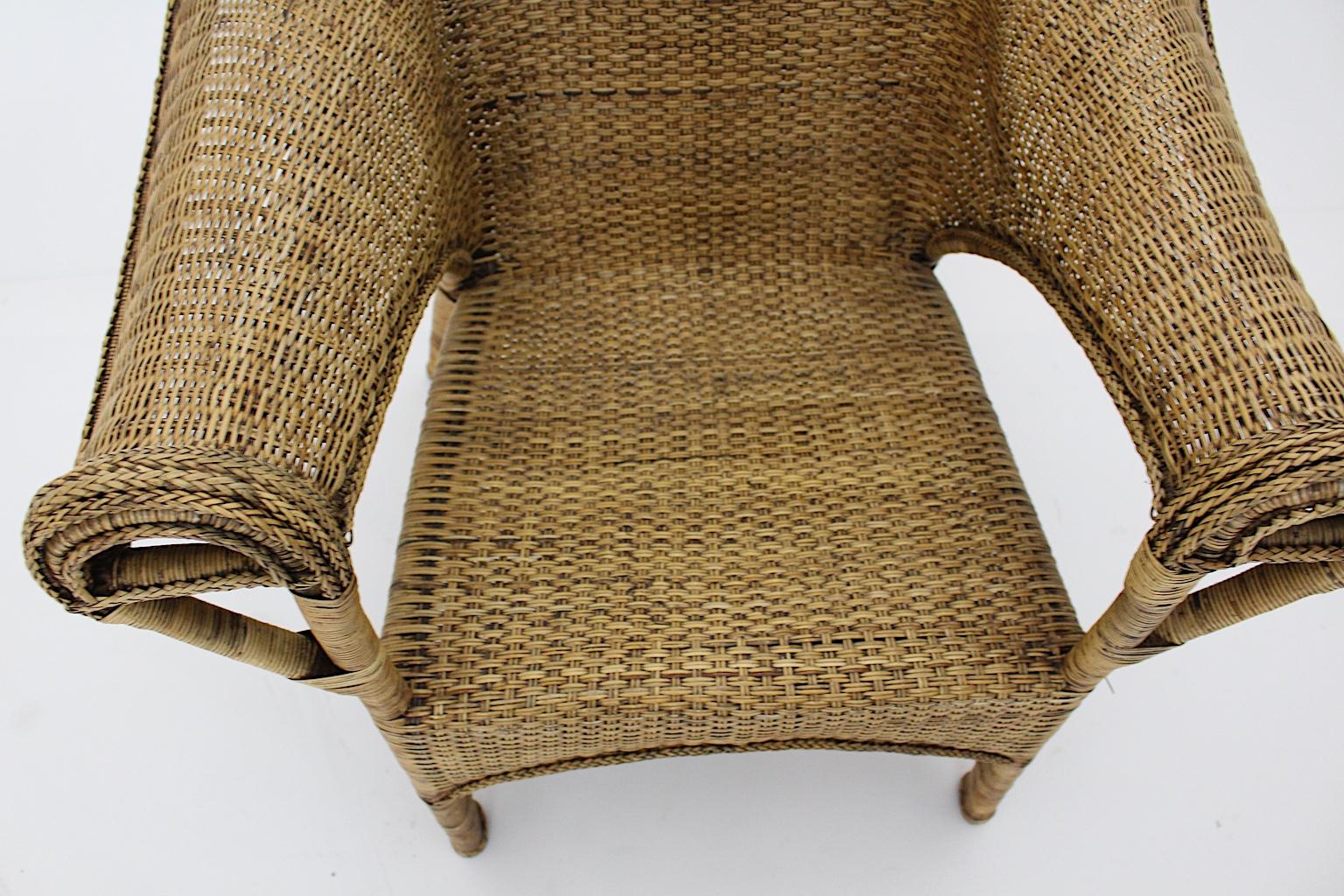 Organic Arts & Crafts Vintage Wicker Rattan Armchair Dryad and Co circa 1910 UK For Sale 1