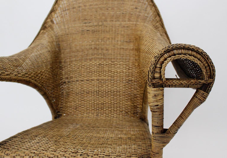 Arts & Crafts Vintage Wicker Rattan Armchair Dryad & Co Attributed circa 1910 UK For Sale 2
