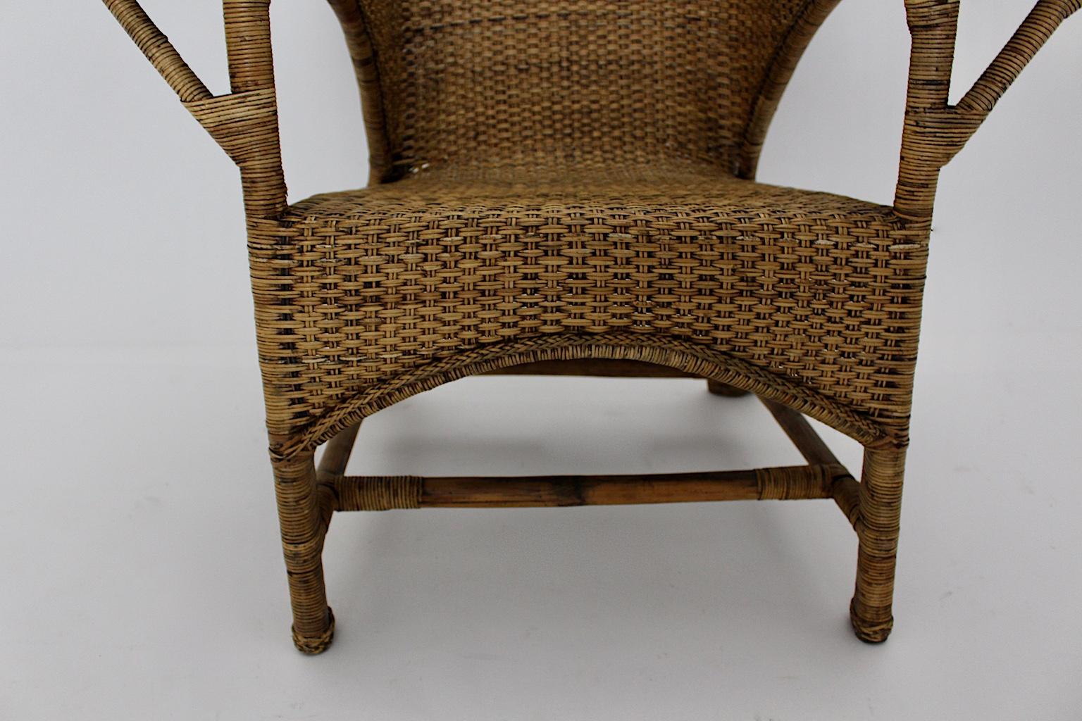 20th Century Organic Arts & Crafts Vintage Wicker Rattan Armchair Dryad and Co circa 1910 UK For Sale