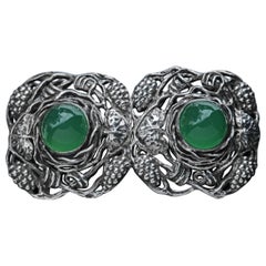 Arts and Crafts Waist Clasp by Joseph Anton Hodel, Silver & Chalcedony C. 1905