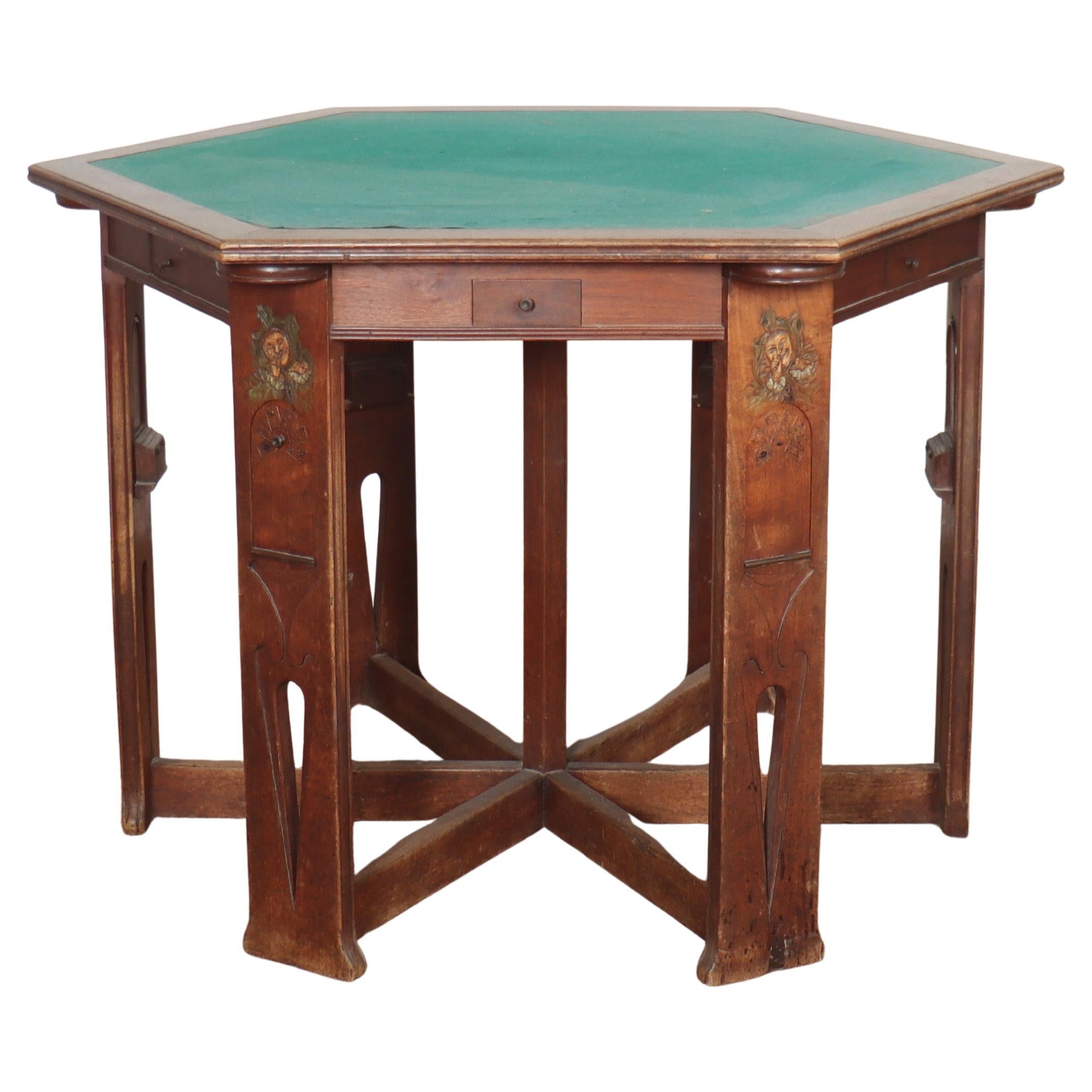 Arts and Crafts Walnut Cards/ Games Table For Sale