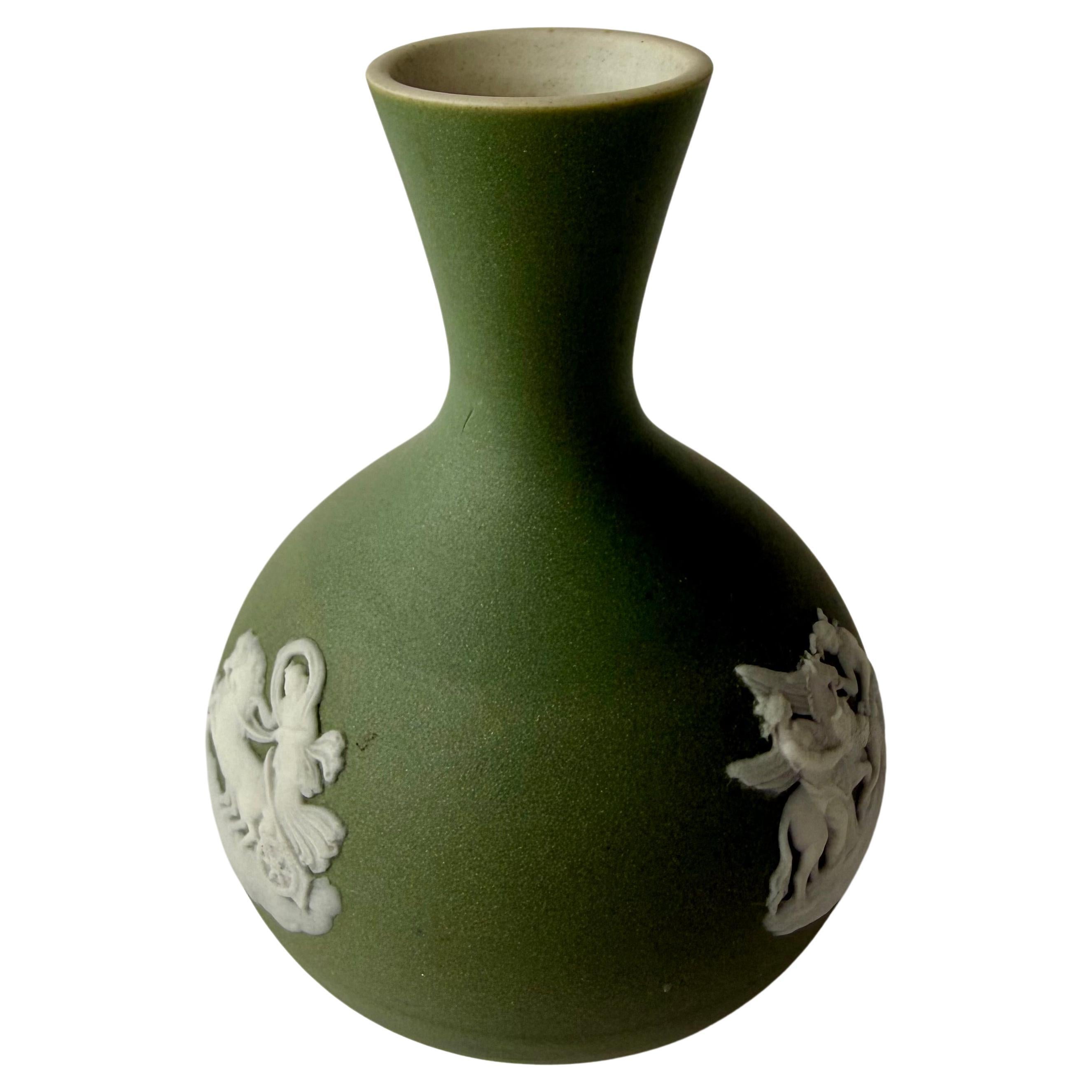 Arts and Crafts Wedgwood Green Dip Jasper Ware Bud Vase For Sale
