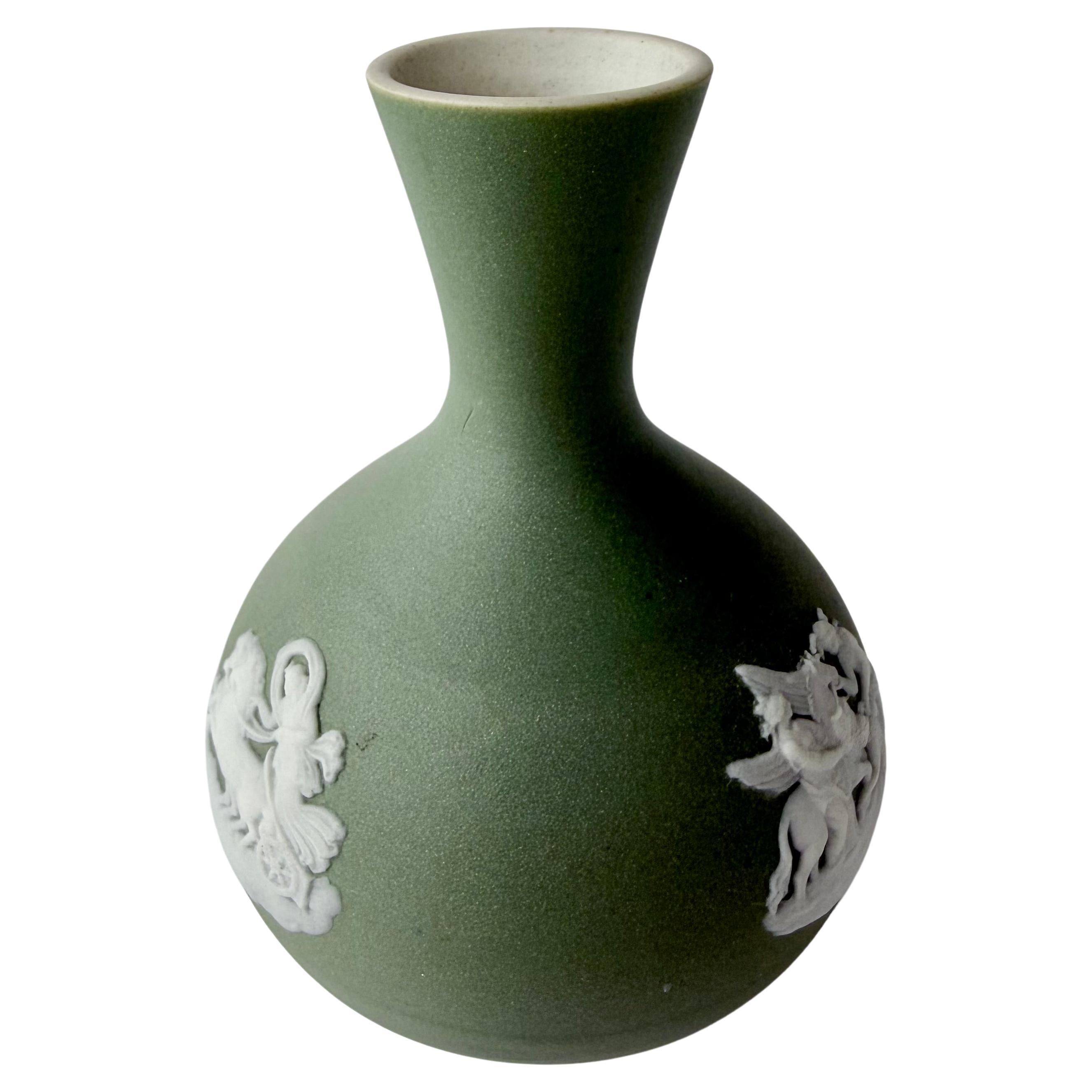 Arts and Crafts Wedgwood Green Dip Jasper Ware Bud Vase For Sale