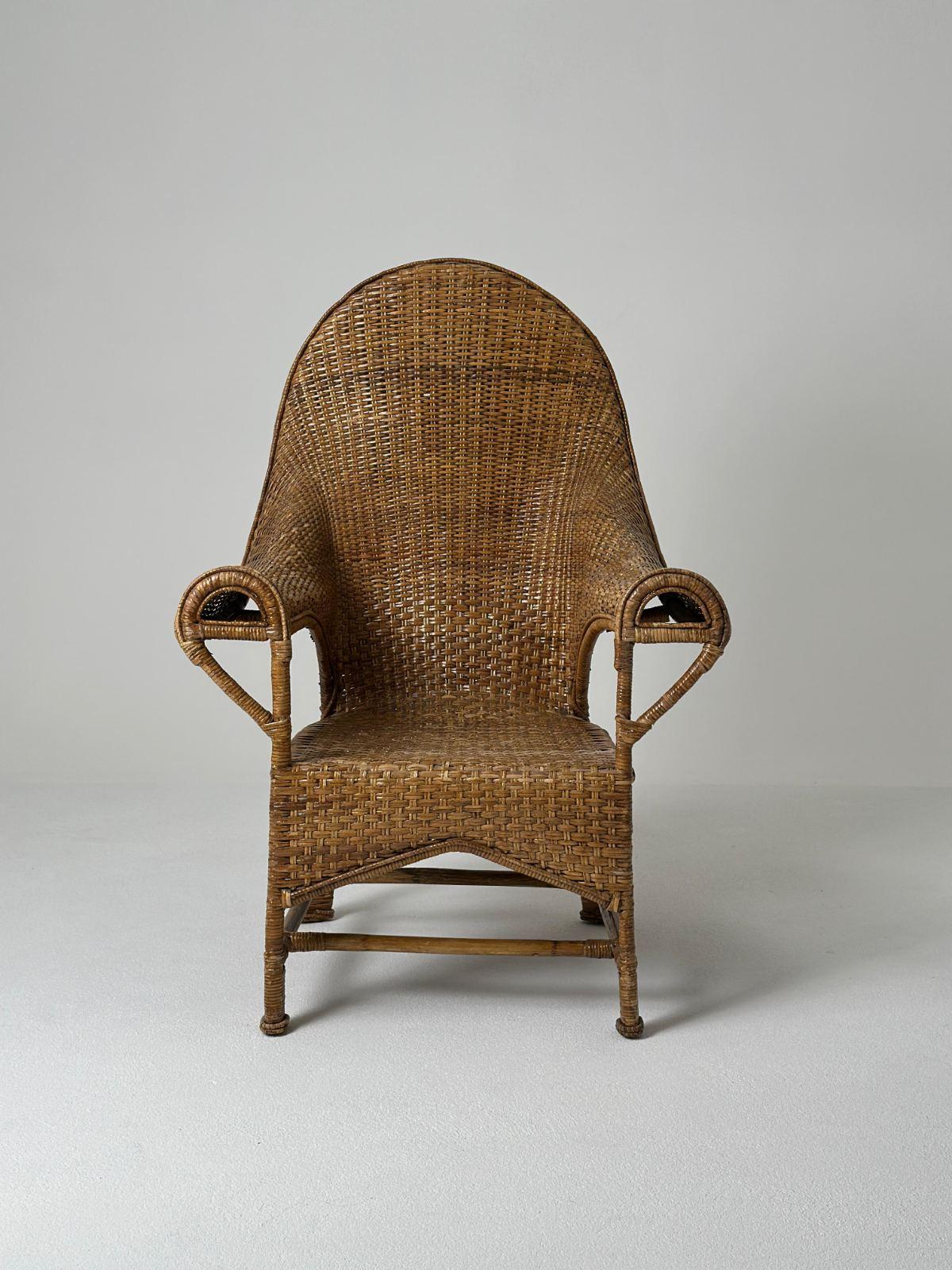 Arts ana Crafts Wickering Longue Chair UK 1920s