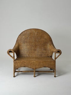 Arts and Crafts Wicker Two Seat Sofa By Dryad and Co.UK 1920s