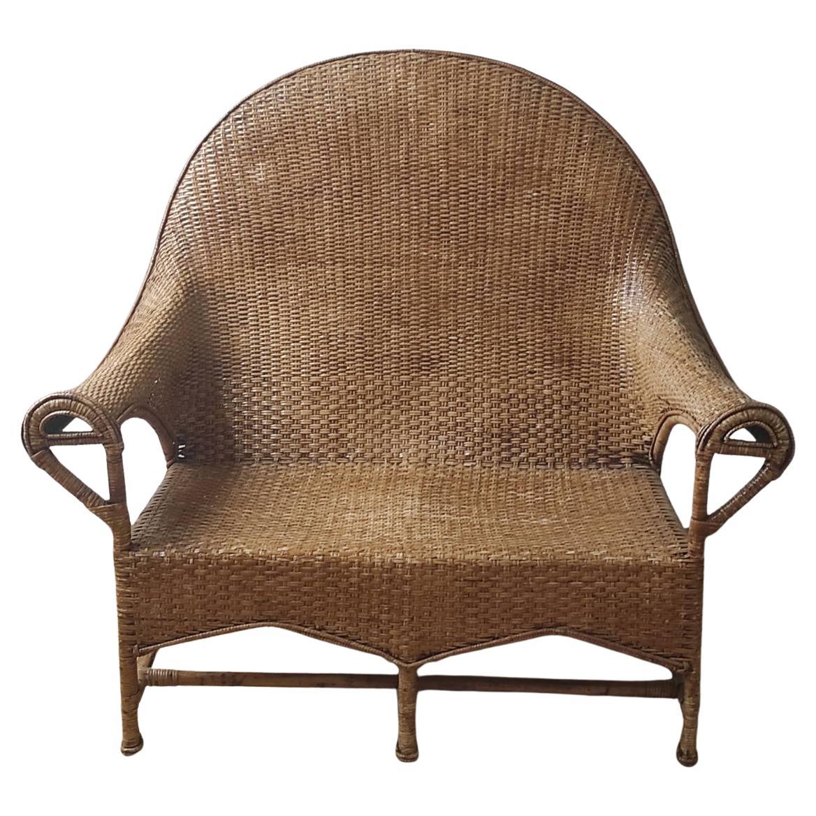 Arts and Crafts Wicker Two Seat Sofa By Dryad and Co.UK 1920s