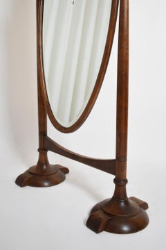 Arts and Crafts wooden psyche mirror, 1900s.