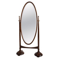Arts and Crafts wooden psyche mirror, 1900s.