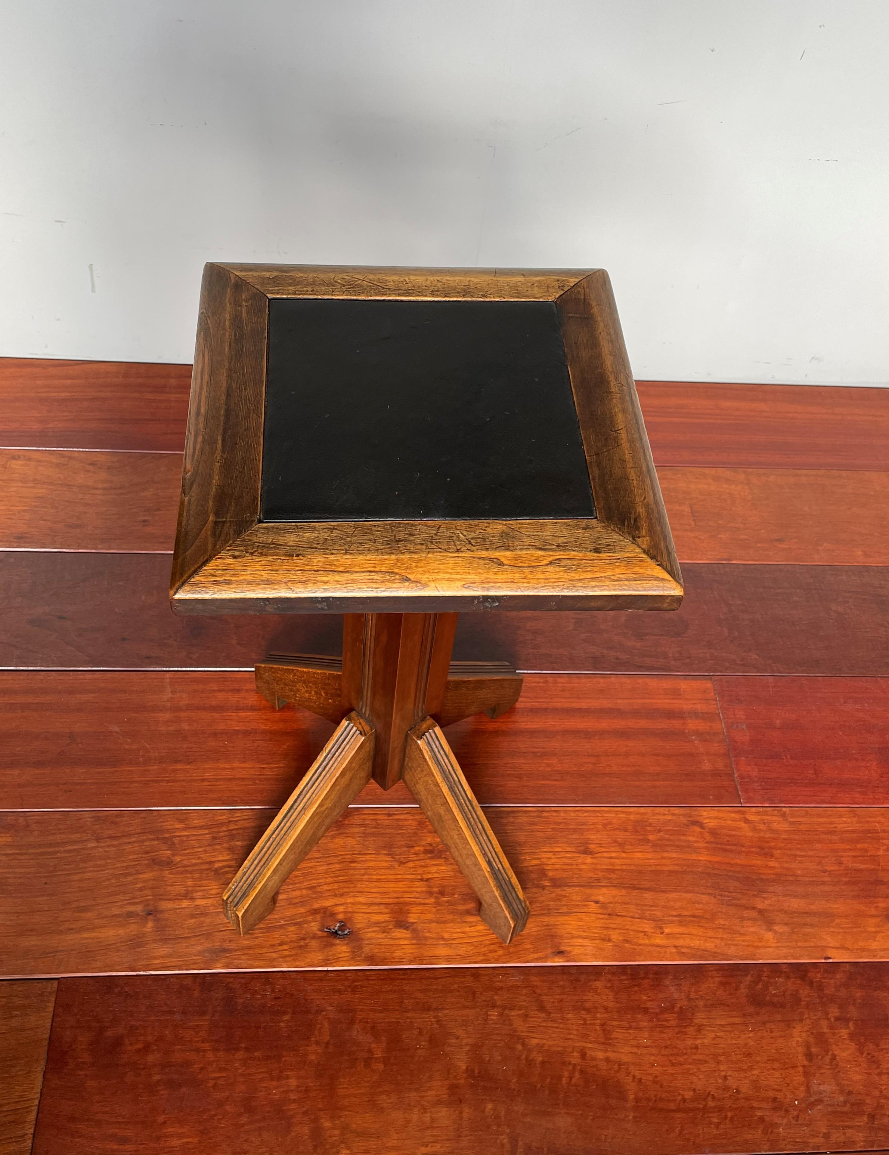 Arts & Crafts Wooden with Leather Inlay Height Adjustable Stool or Piano Chair 4