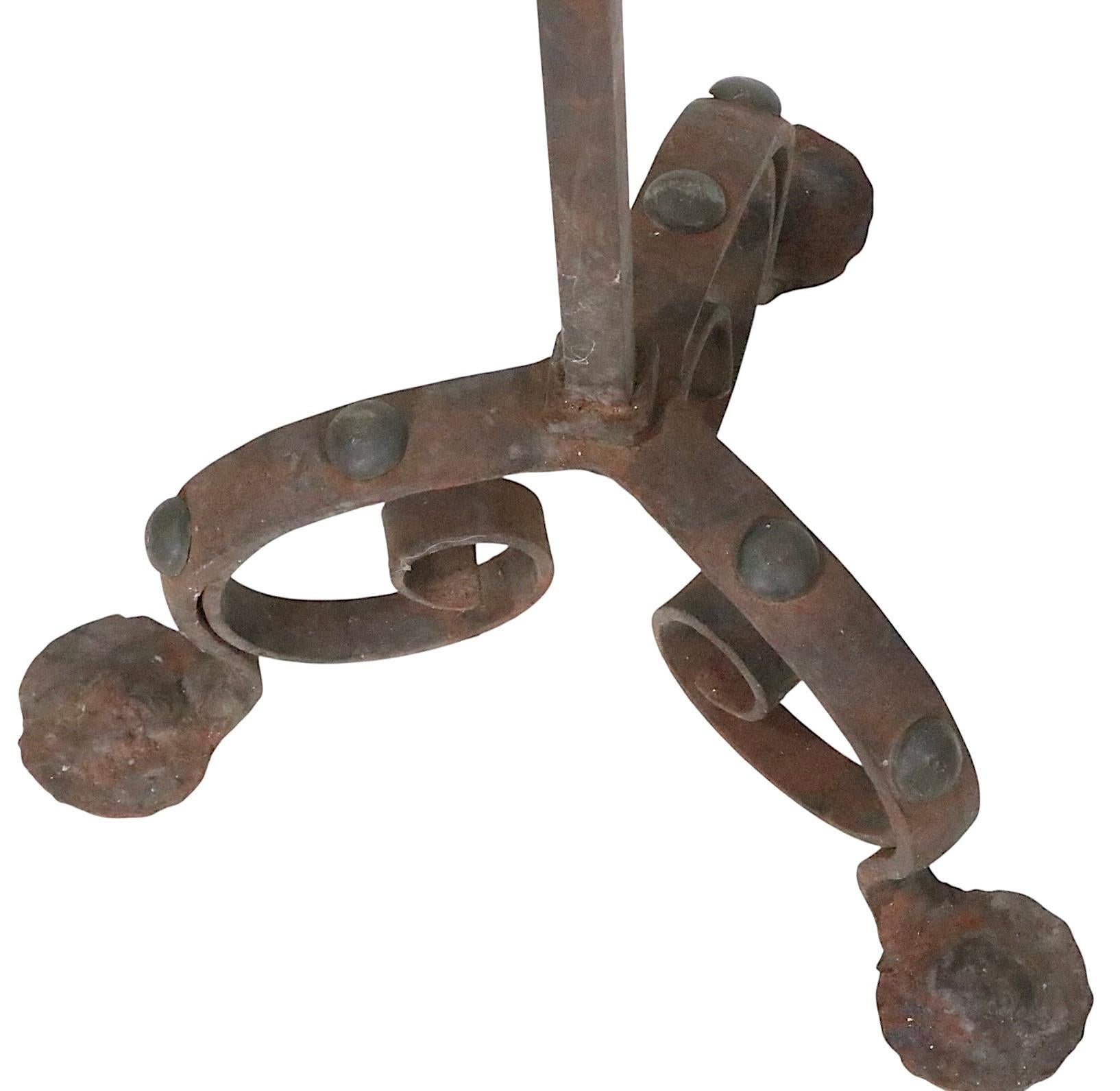 Porta attrezzi per caminetto in ferro battuto e ottone di Arts and Crafts in vendita 4