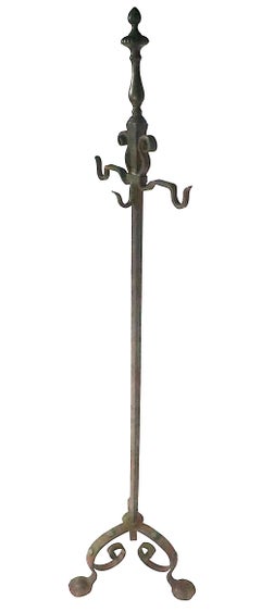 Arts and Crafts Wrought Iron and Brass Fireplace Tool Stand