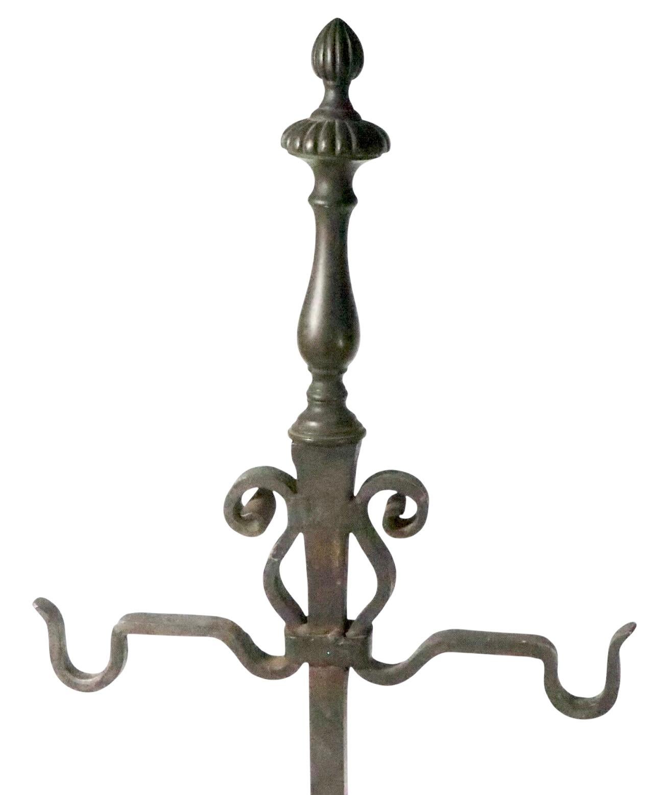 Porta attrezzi per caminetto in ferro battuto e ottone di Arts and Crafts in vendita 2