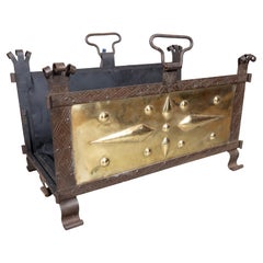 Arts and Crafts Wrought Iron And Brass Wood Holder