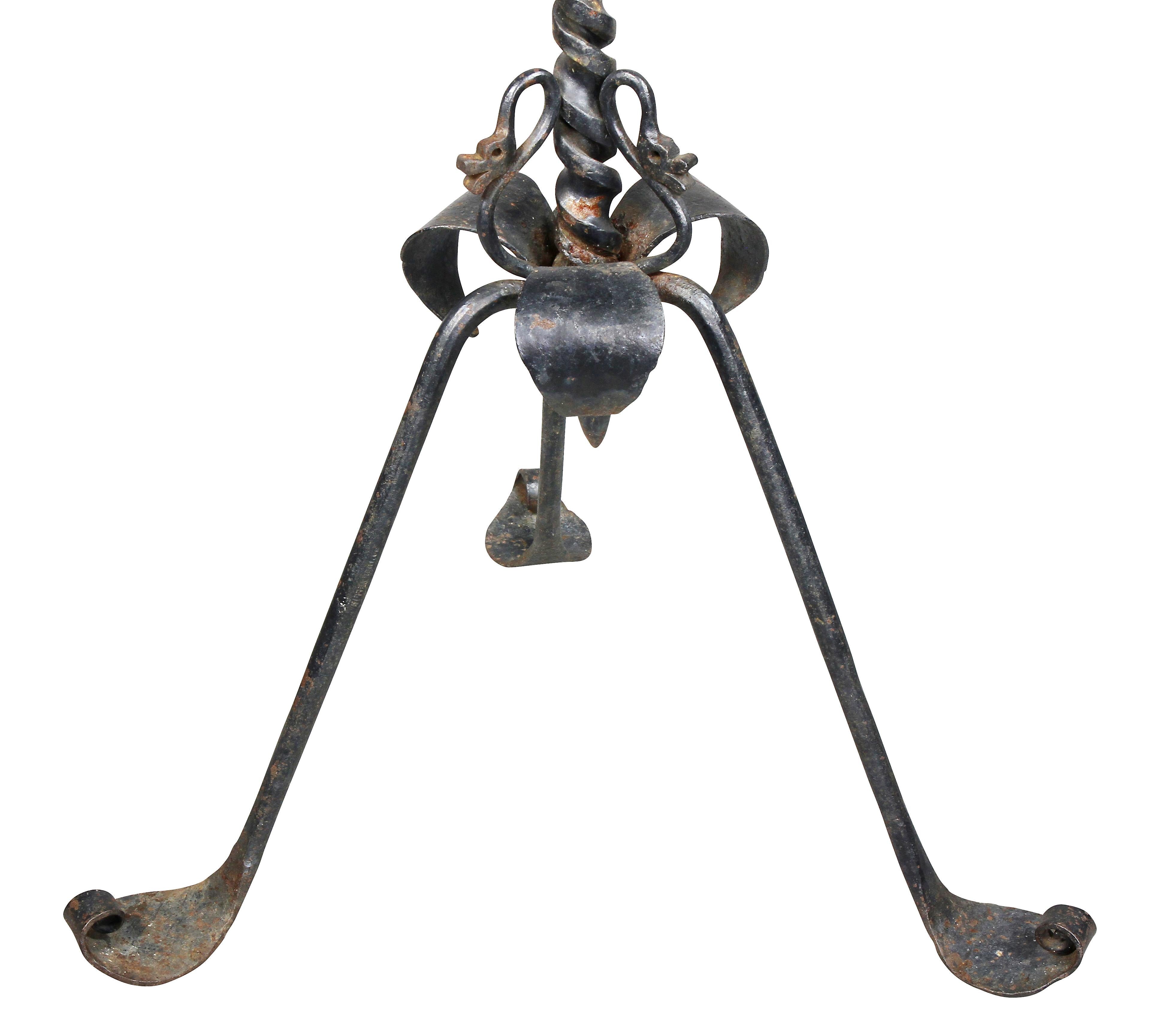 American Arts & Crafts Wrought Iron and Copper Plant Stand