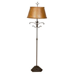 Arts & Crafts Wrought Iron and Mica Floor Lamp